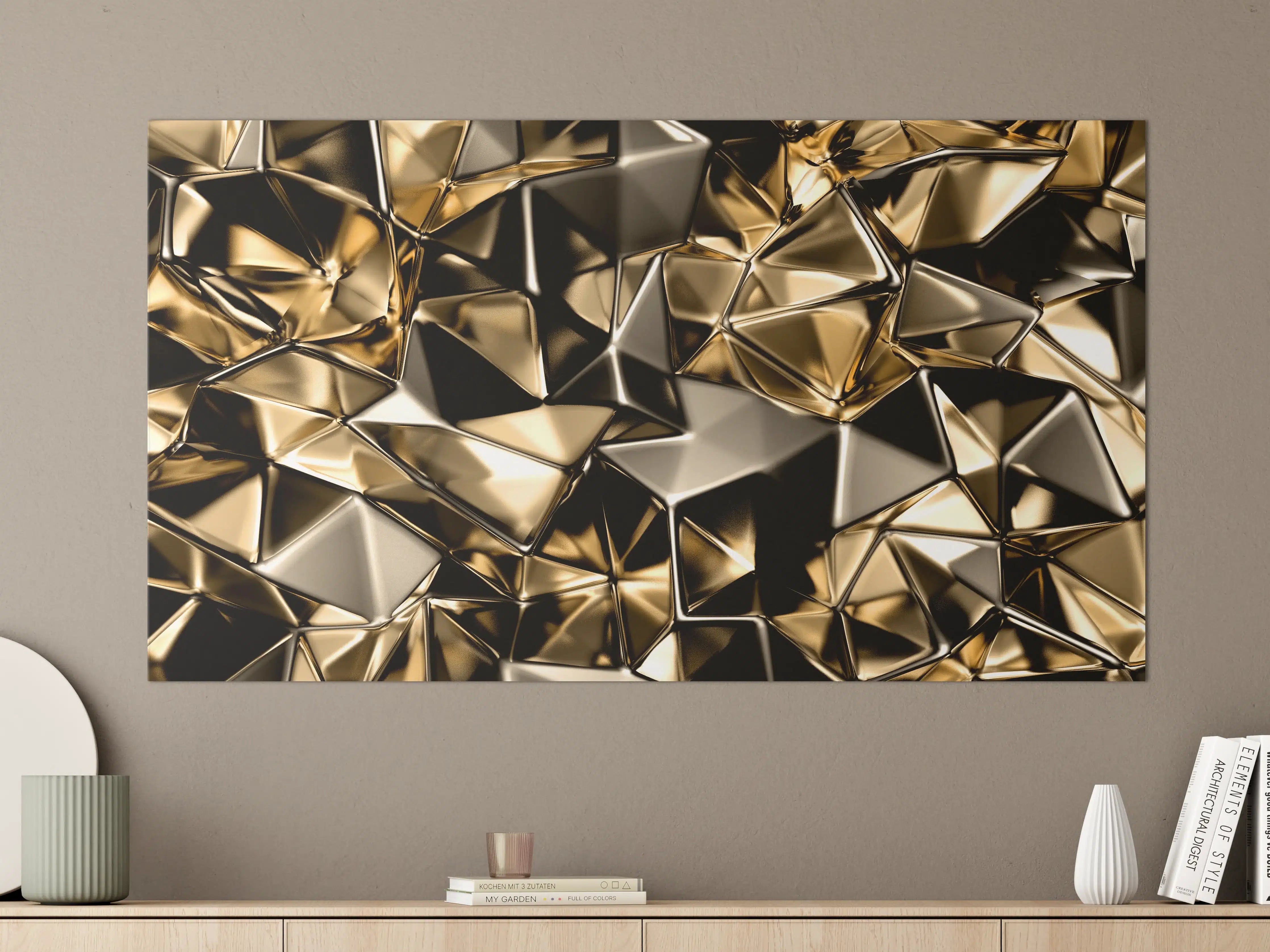 Große Wandbilder - Goldenes Dreieck-Kristall-Design