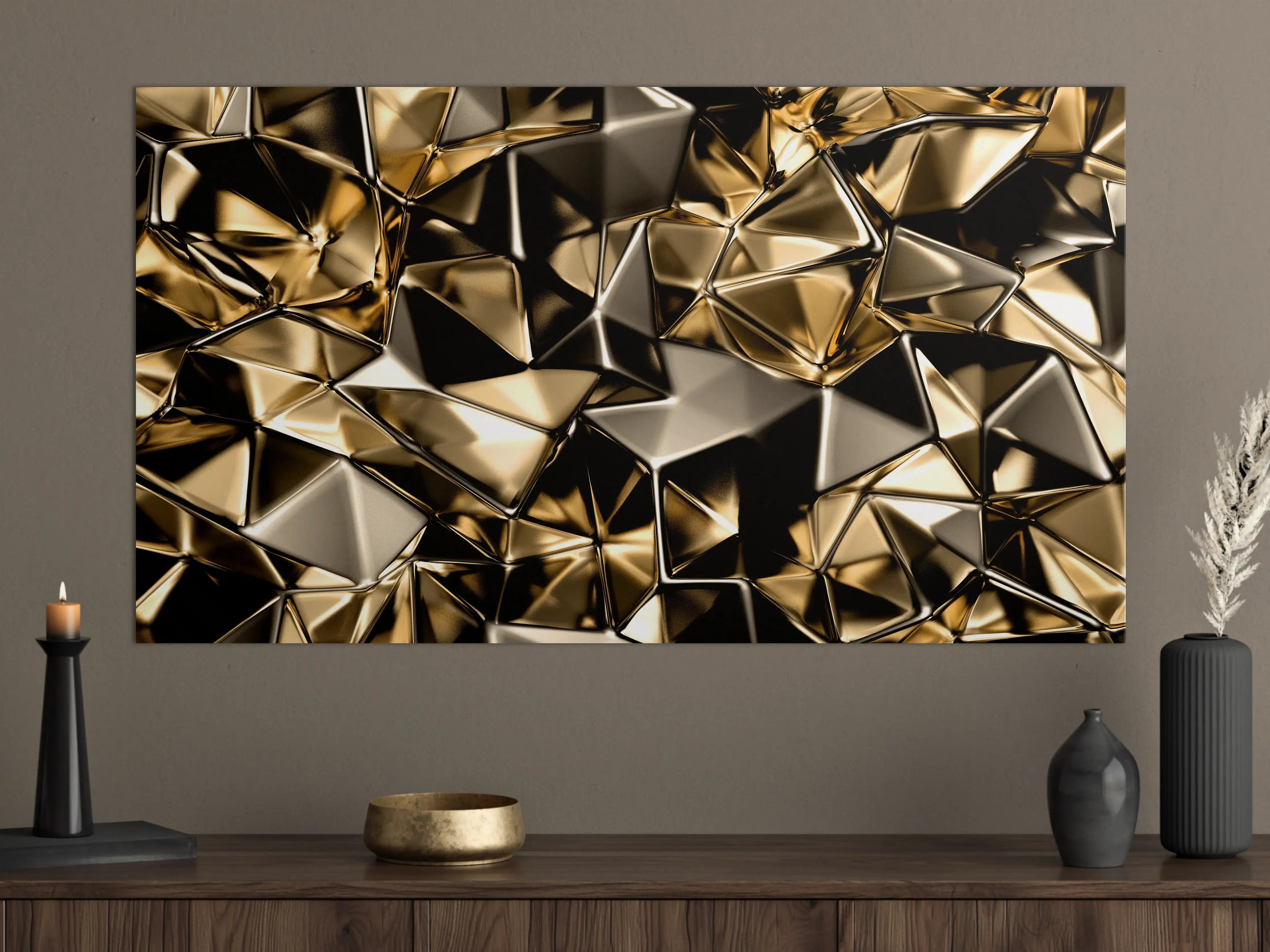 Große Wandbilder - Goldenes Dreieck-Kristall-Design