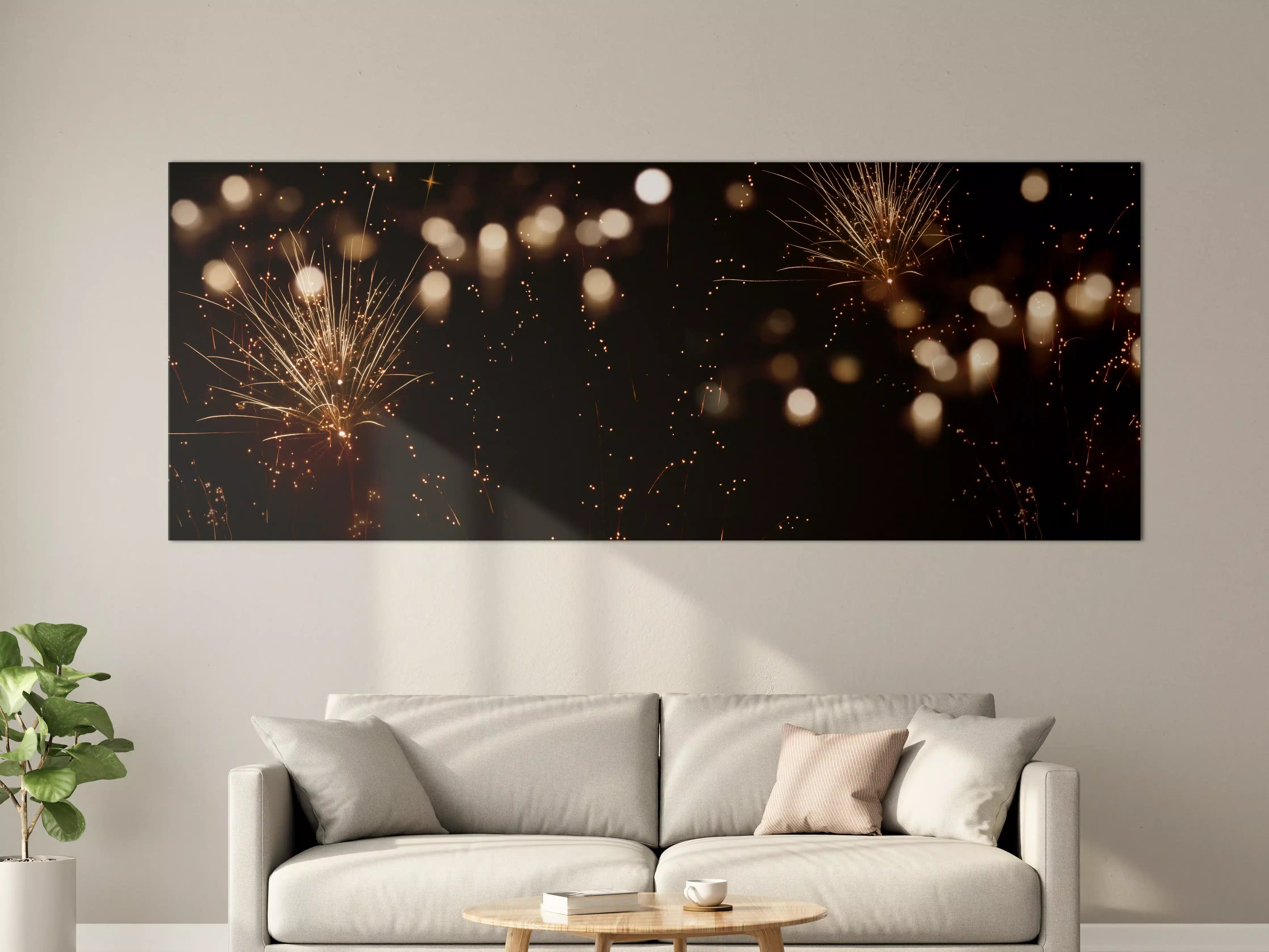Große Wandbilder - Goldenes Feuerwerk am Nachthimmel