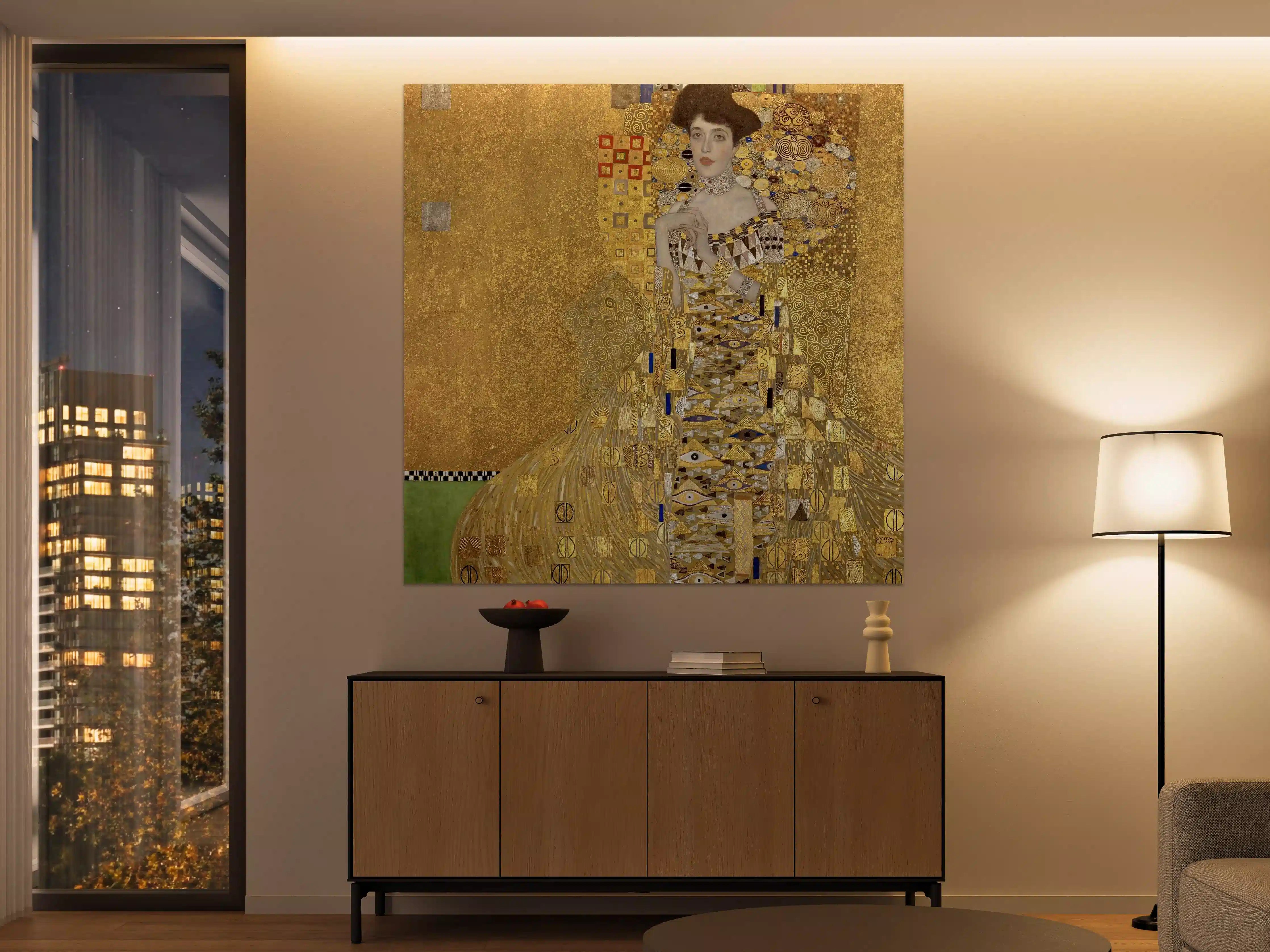 Große Wandbilder - Goldenes Kunstwerk mit eleganter Dame