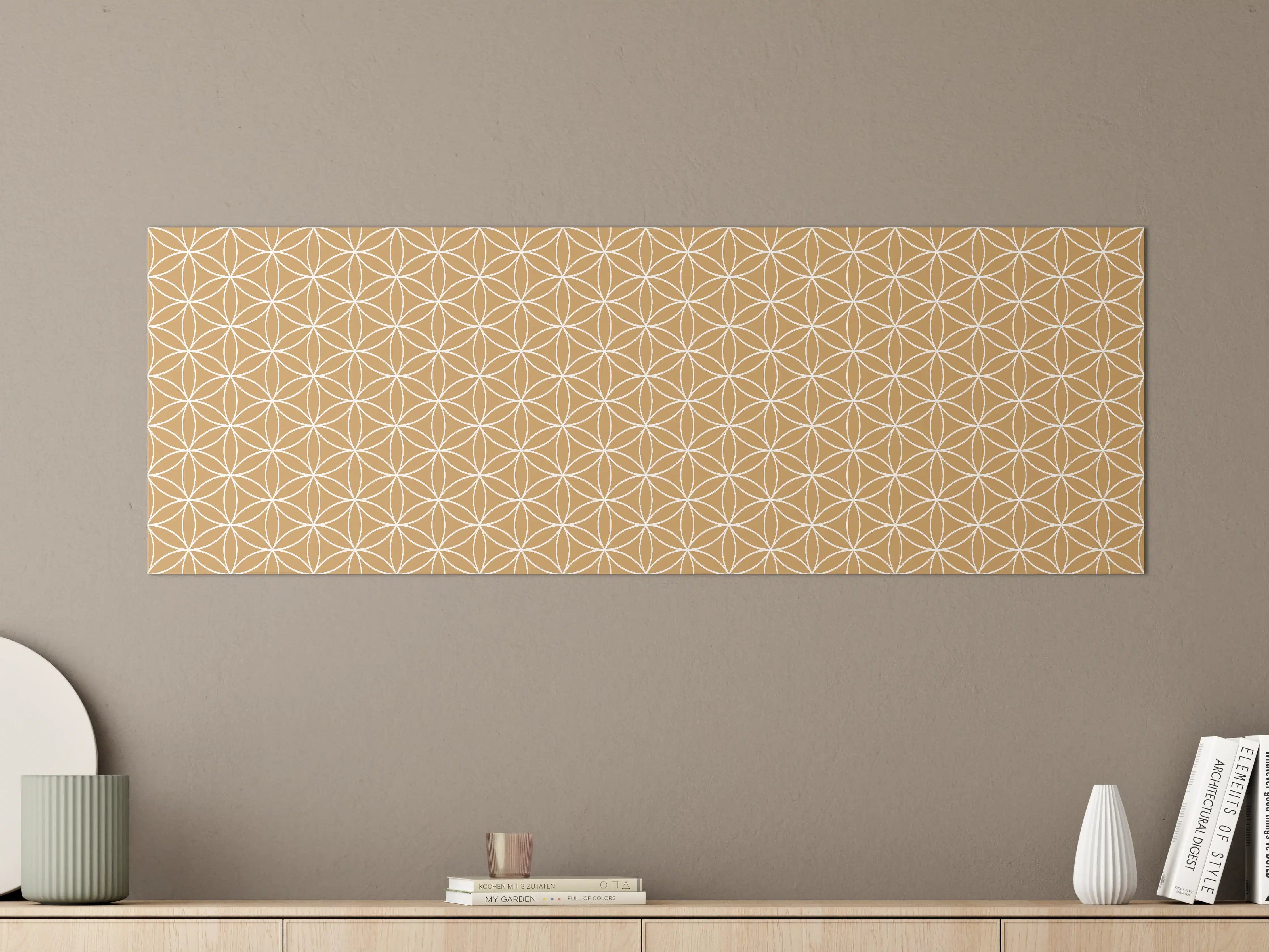 Große Wandbilder - Goldenes Muster mit geometrischer Blume