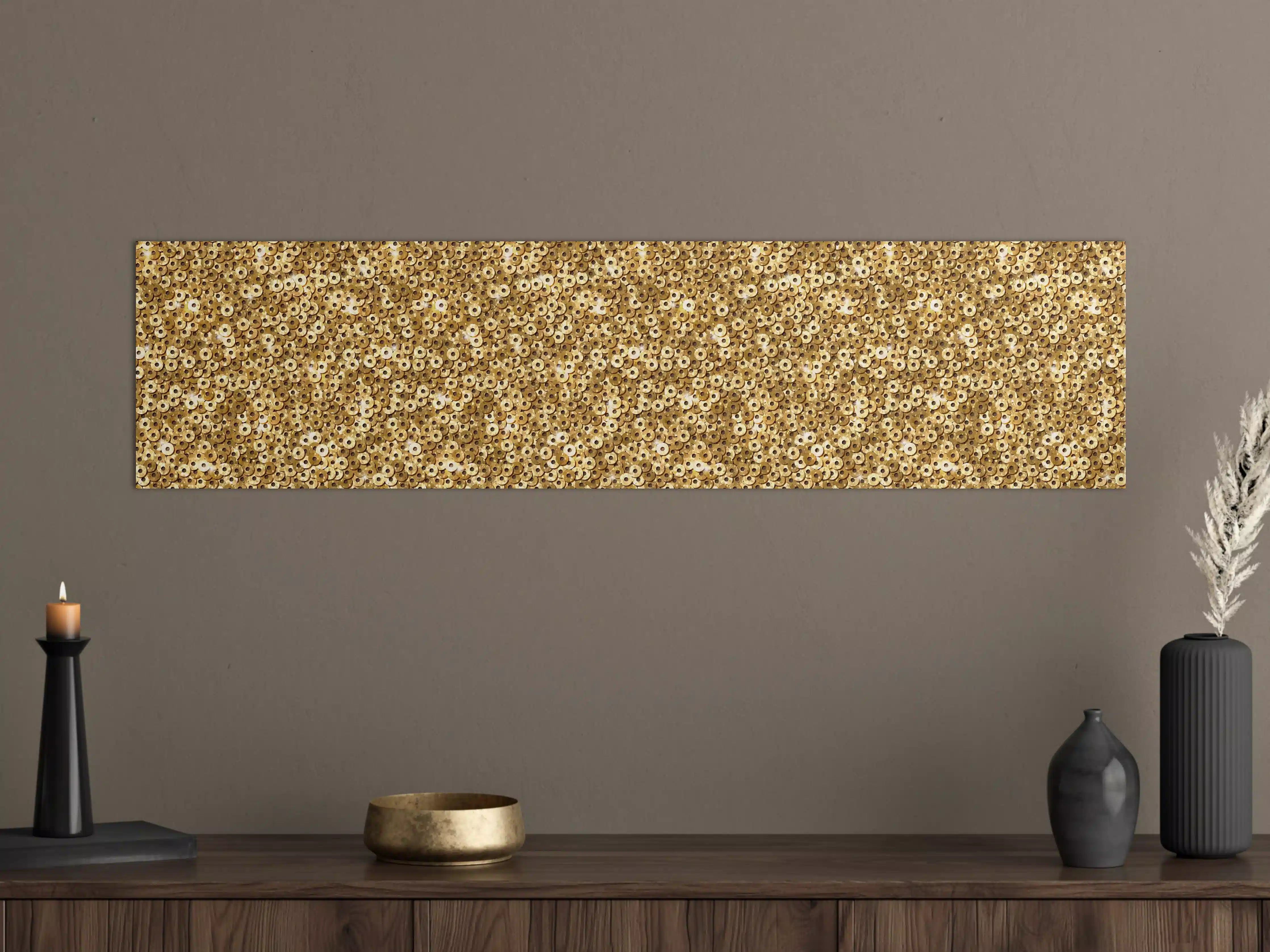Große Wandbilder - Goldenes Pailletten-Muster
