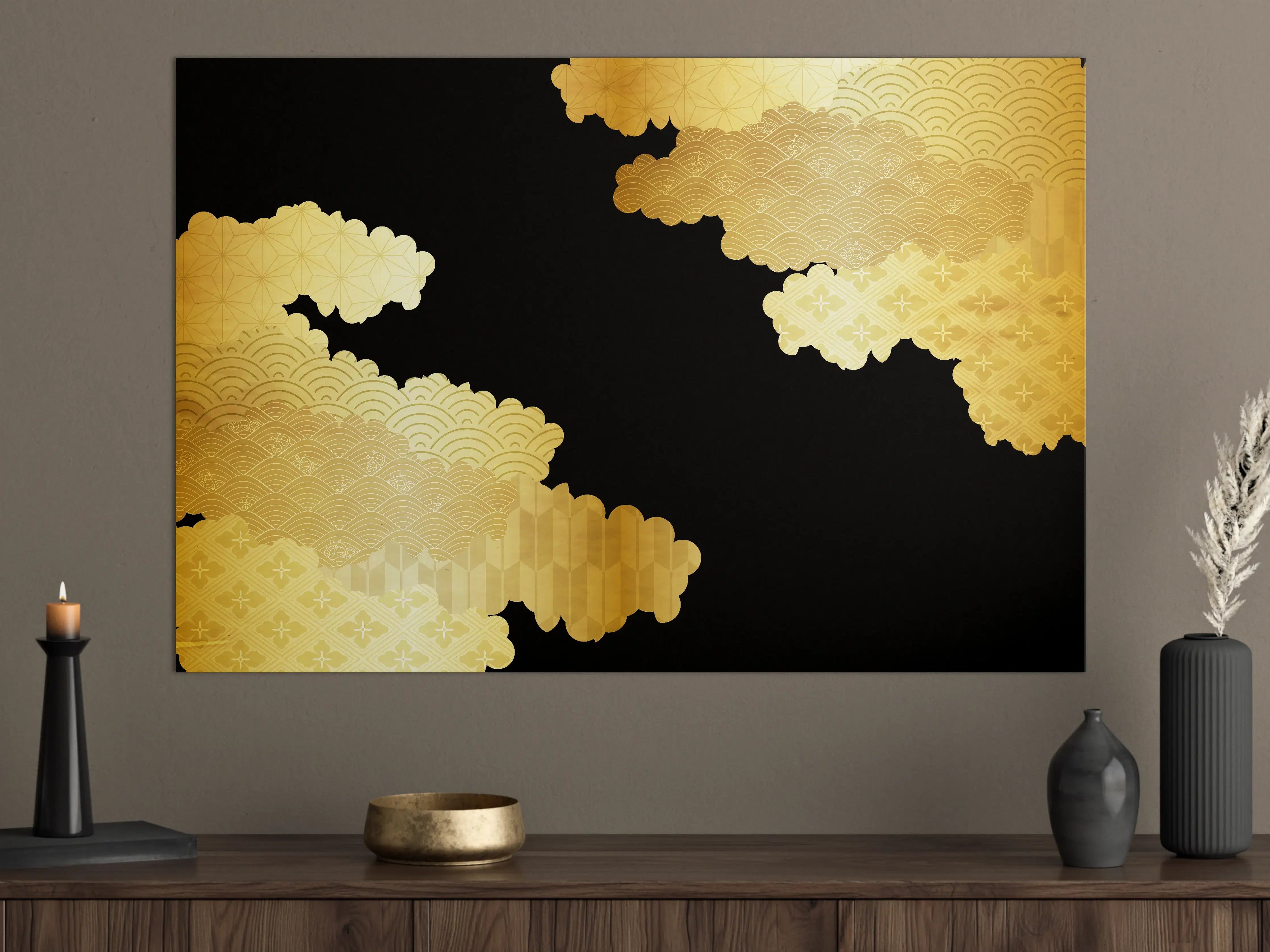 Große Wandbilder - Goldenes Wolkendesign Muster