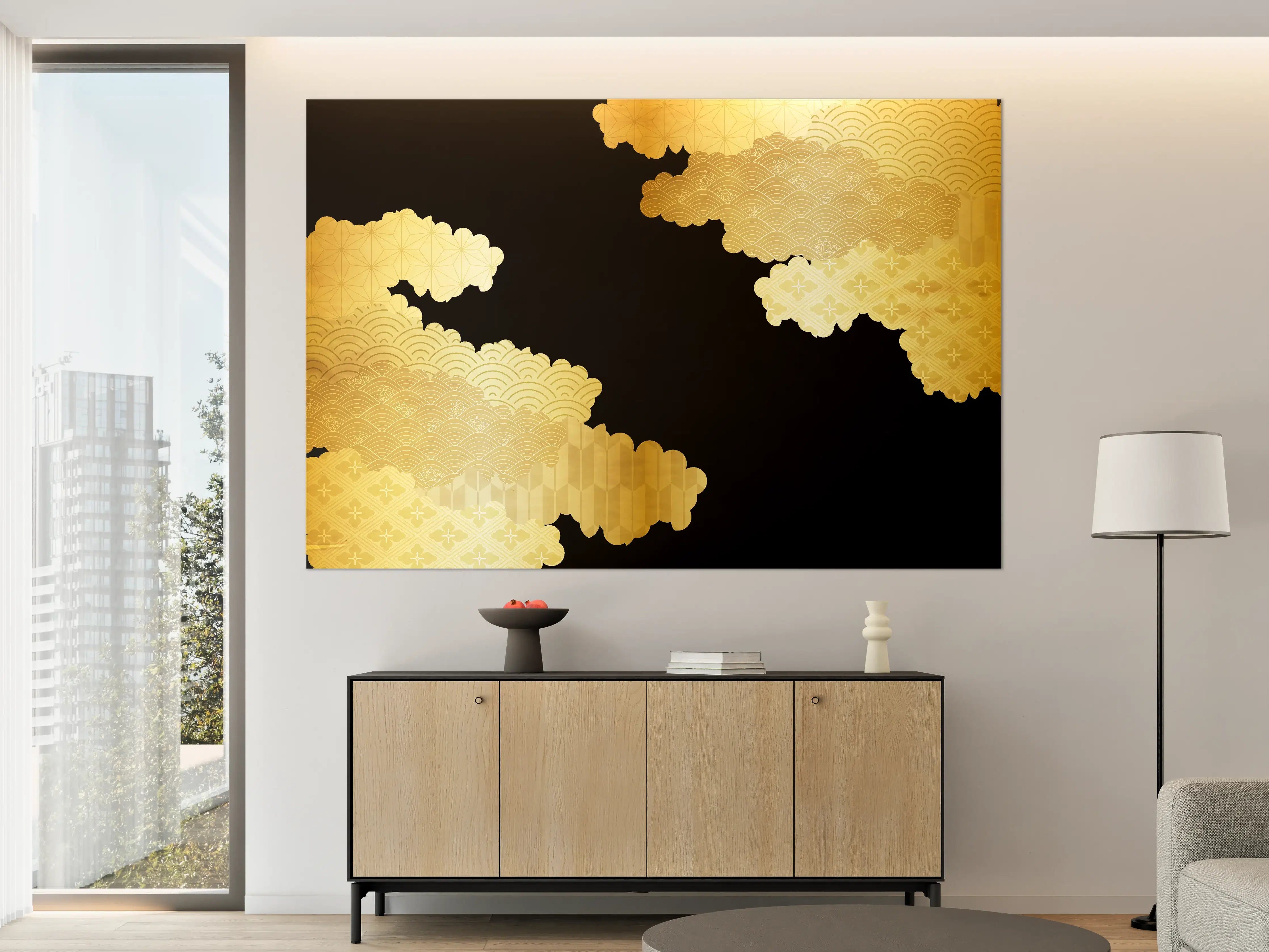 Große Wandbilder - Goldenes Wolkendesign Muster