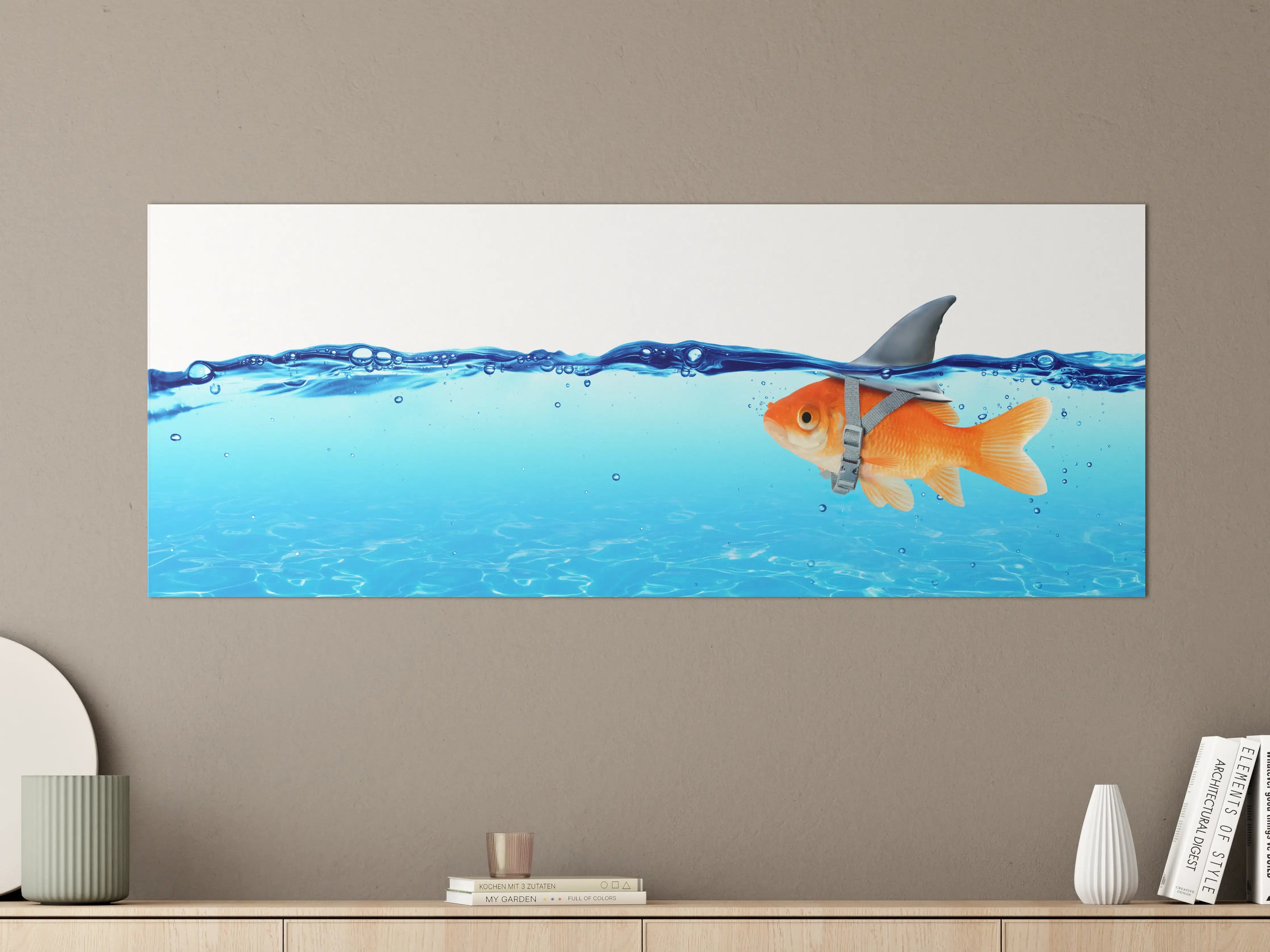 Große Wandbilder - Goldfisch als Hai