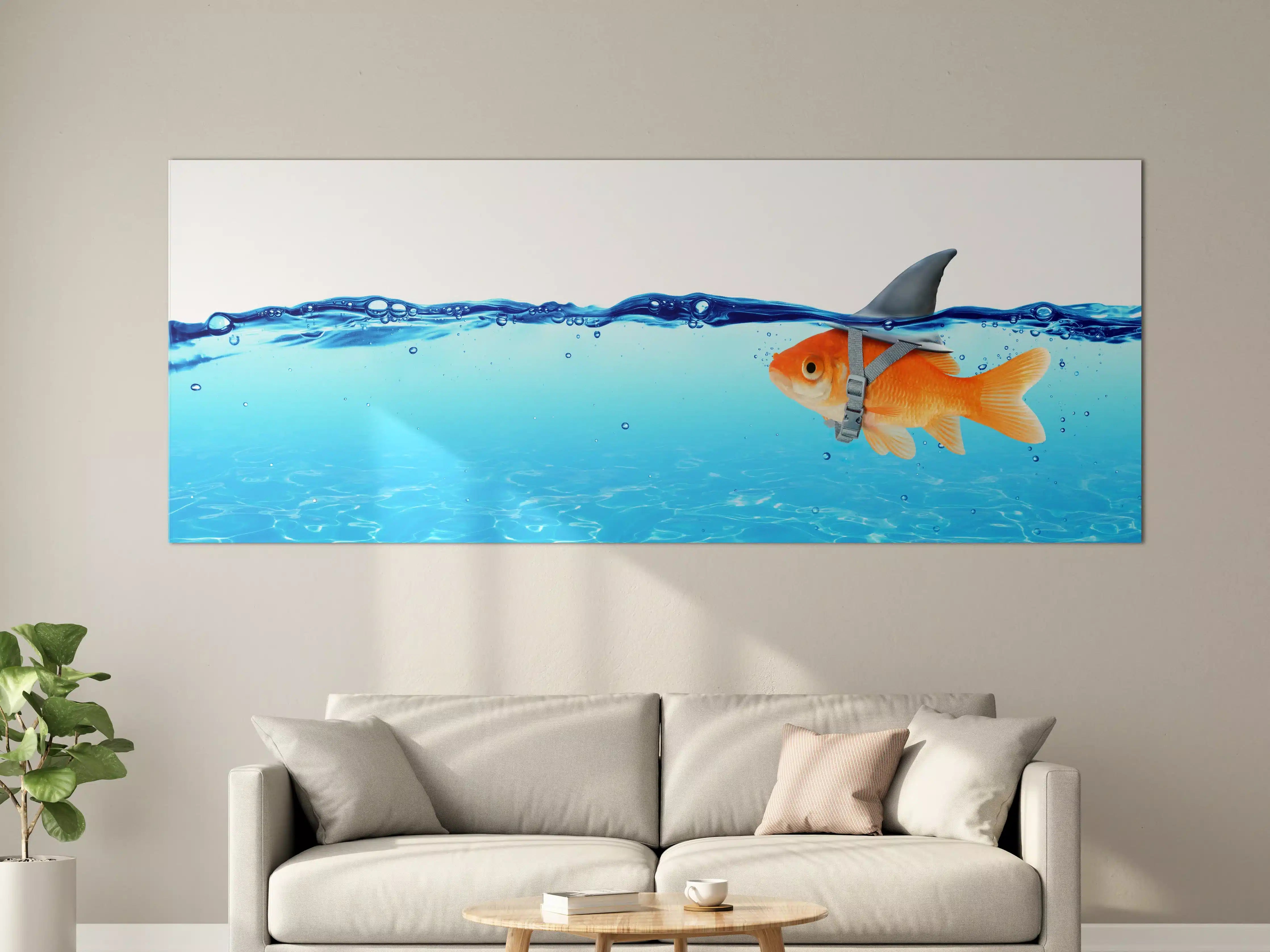Große Wandbilder - Goldfisch als Hai