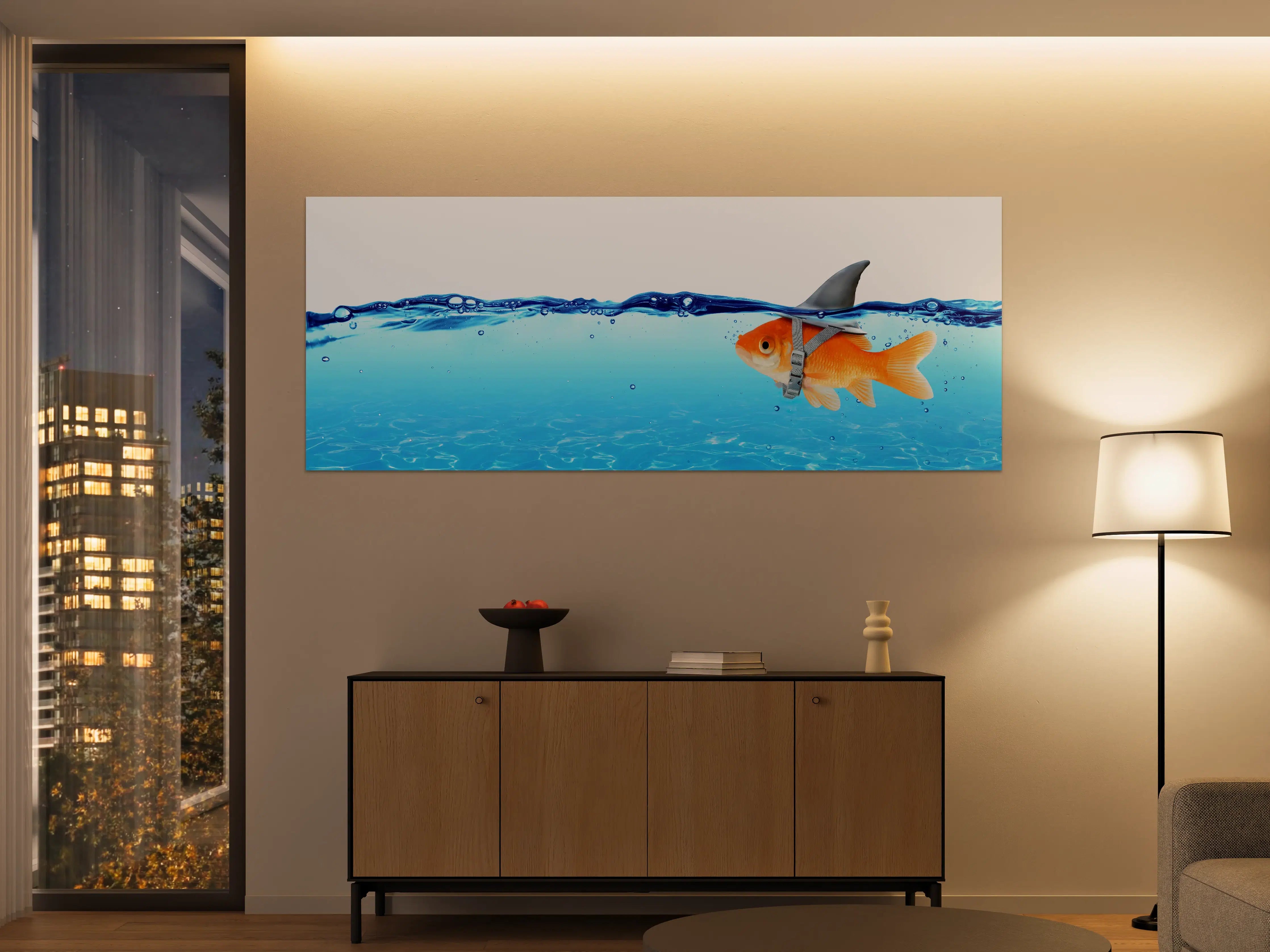 Große Wandbilder - Goldfisch als Hai