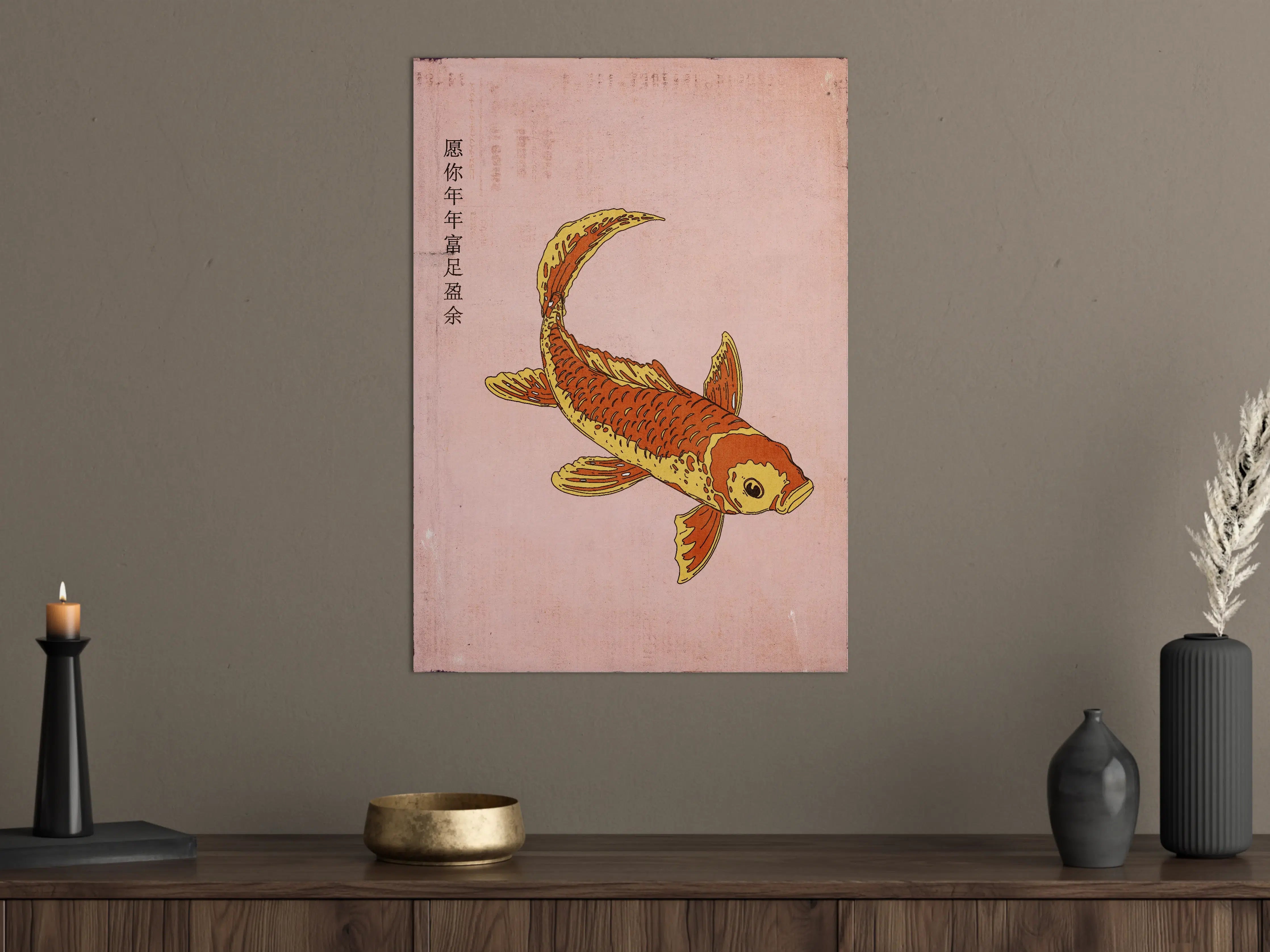 Große Wandbilder - Goldfisch auf pastellrosa Hintergrund