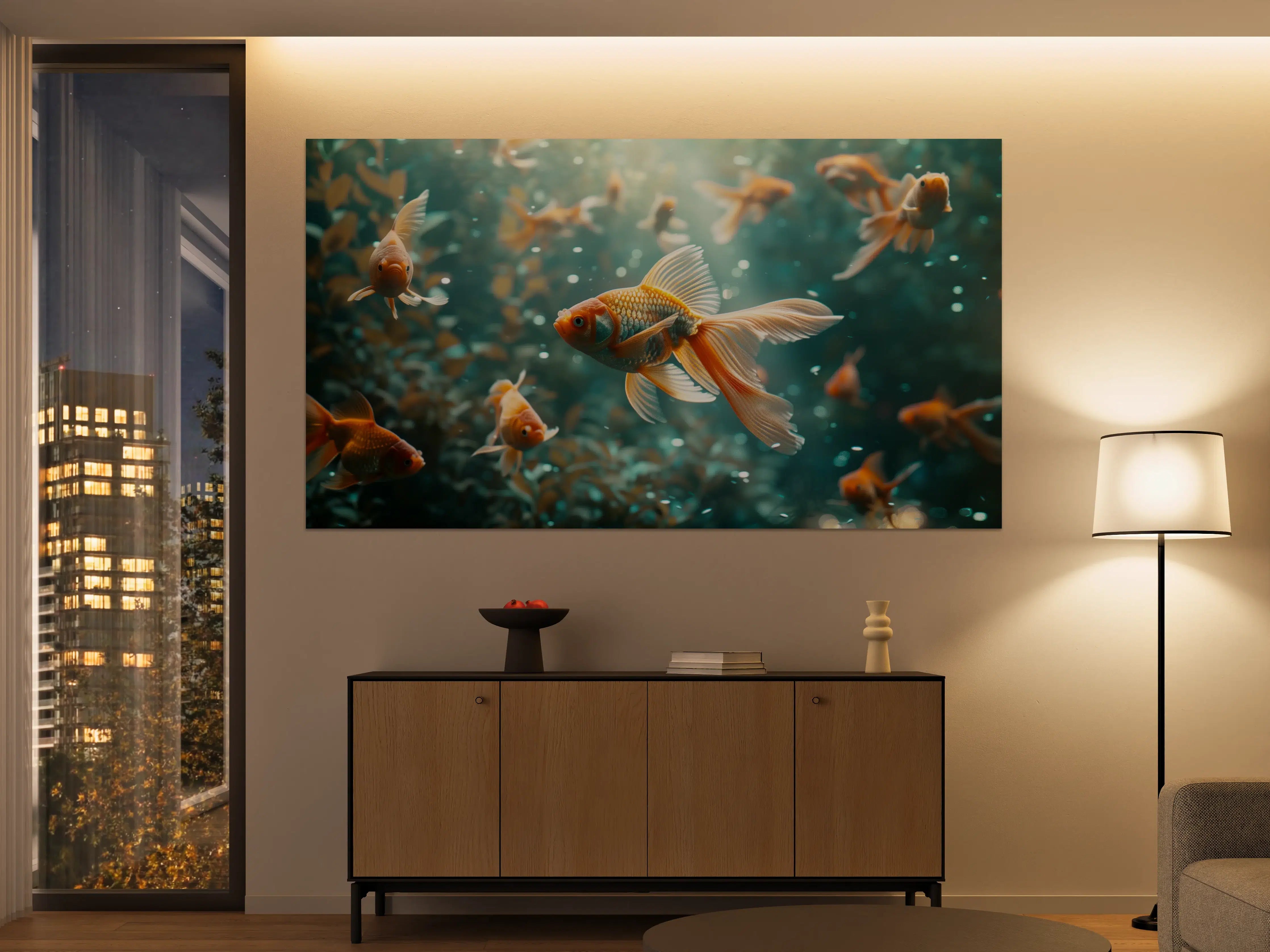 Große Wandbilder - Goldfische Türkis-Orange