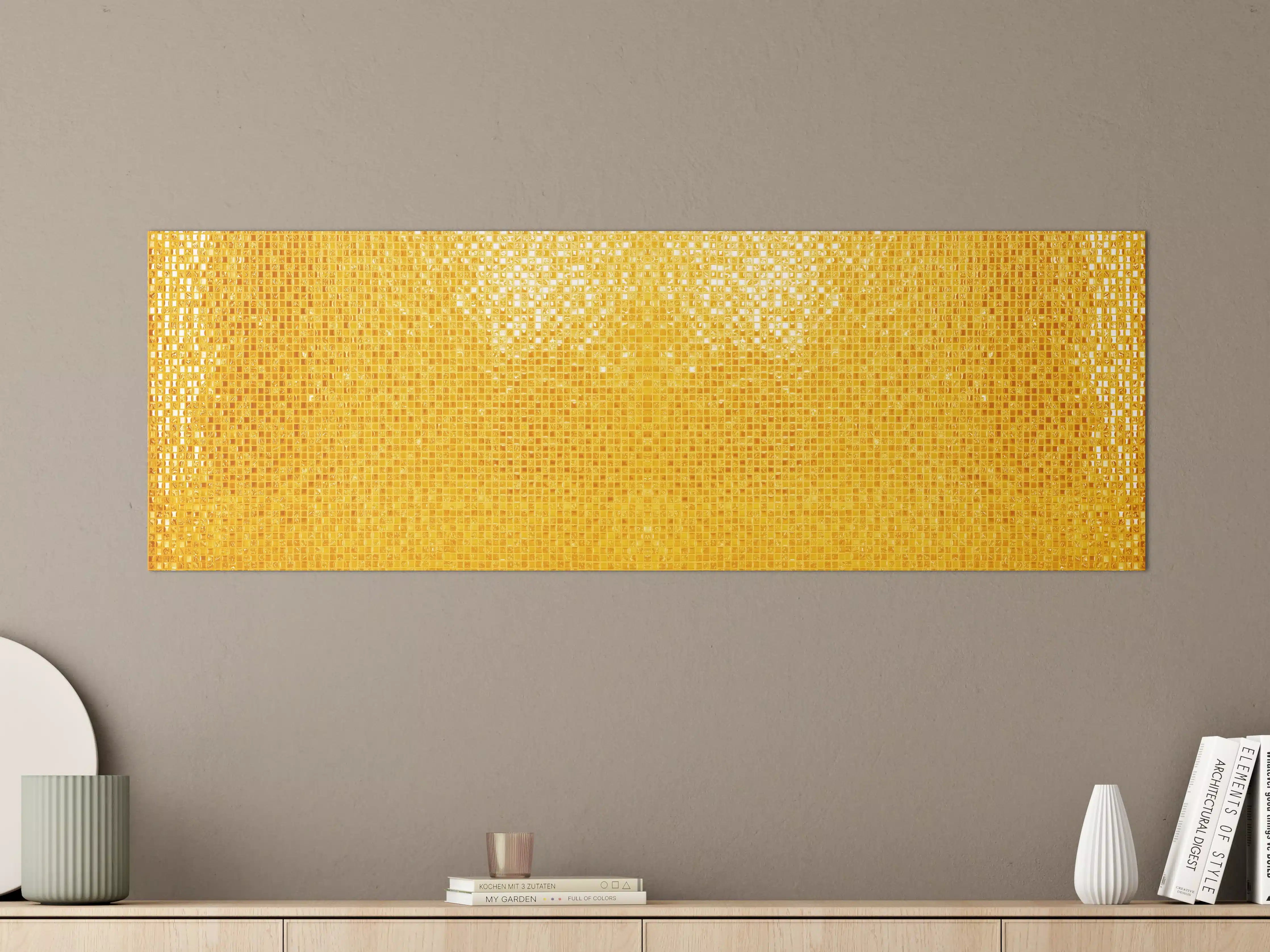 Große Wandbilder - Goldgelbe Mosaikfliesen
