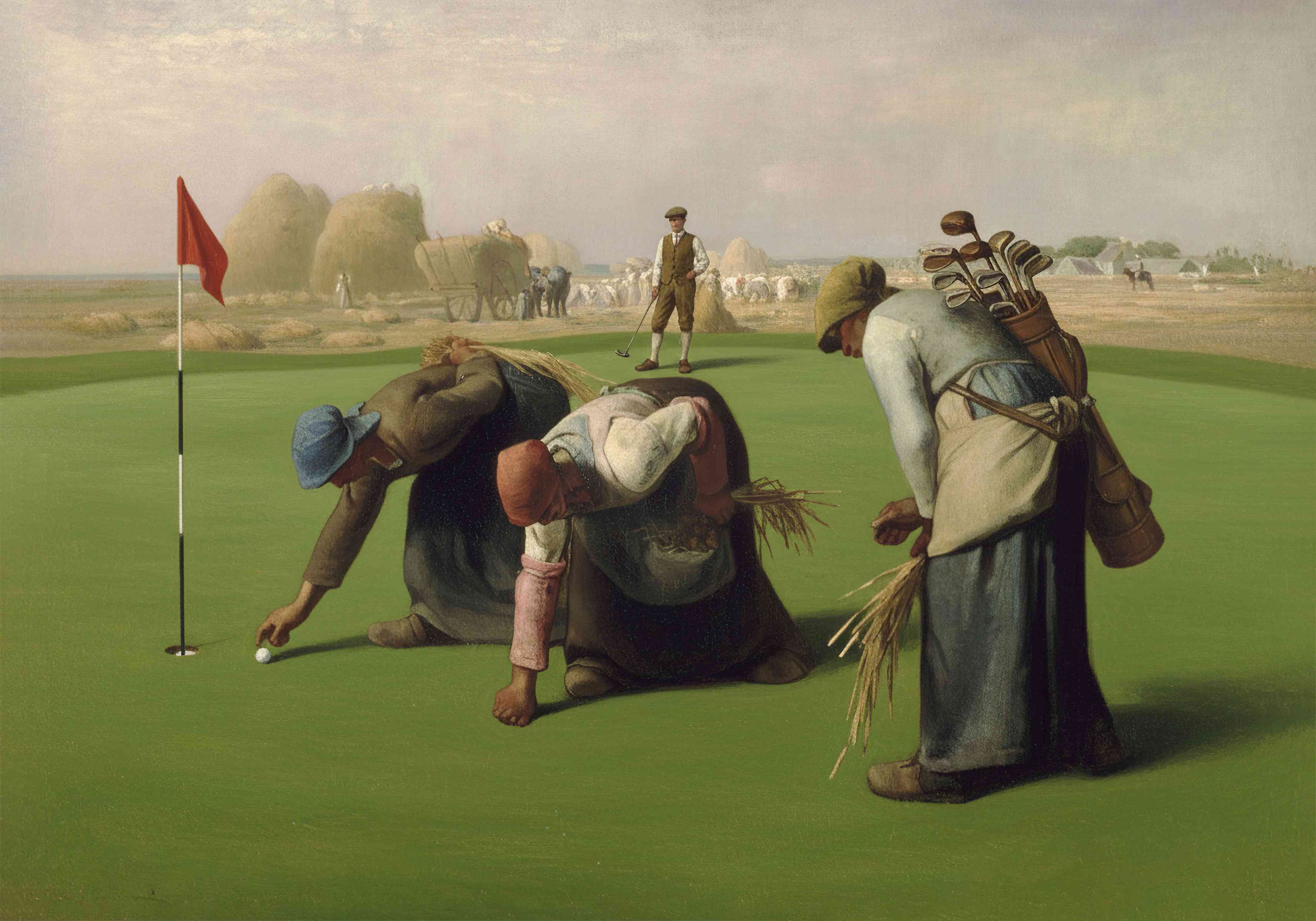 Große Wandbilder-Golfspielerinnen auf green mit Kiefern