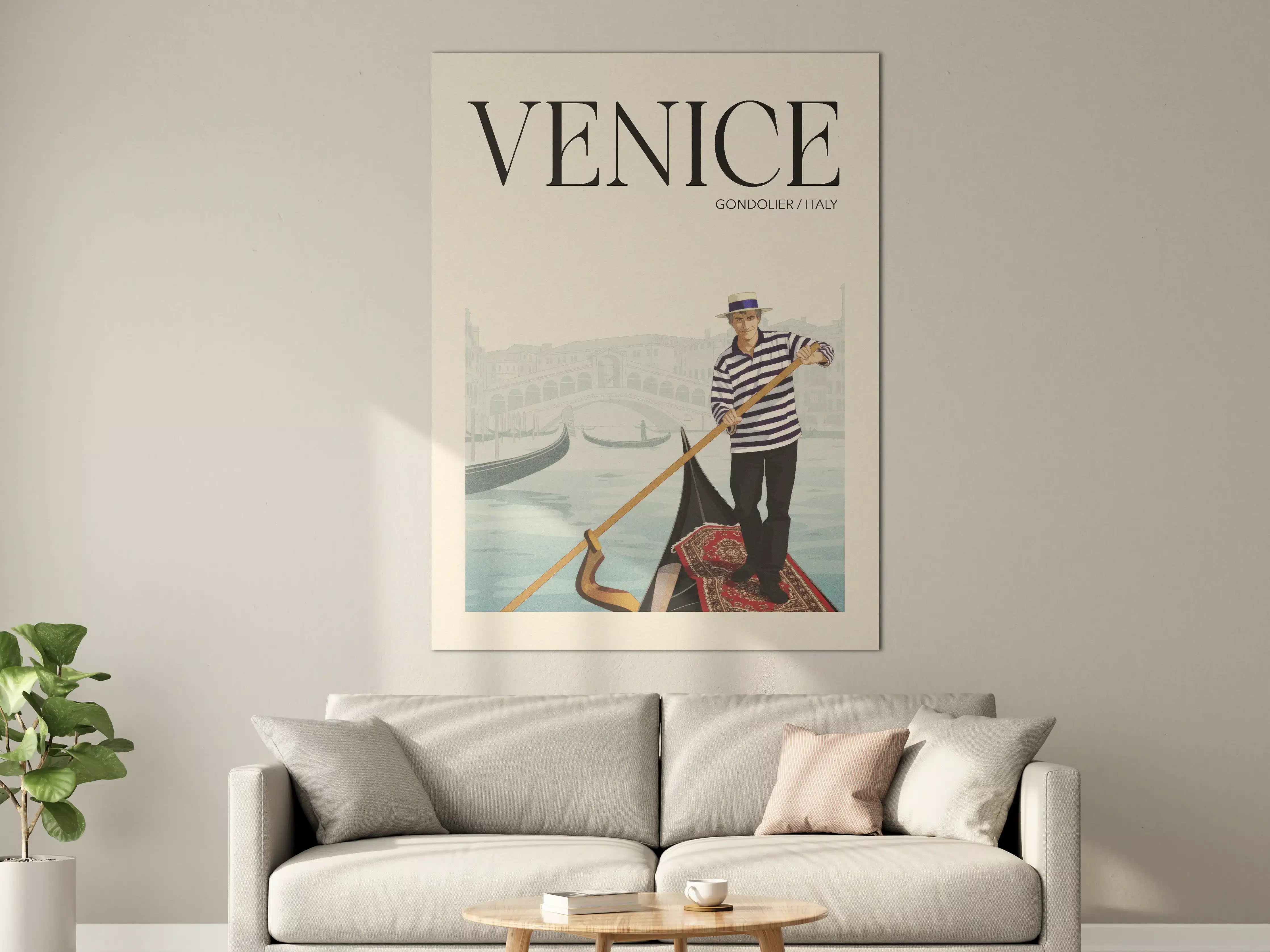 Große Wandbilder - Gondolier in Venedig auf Pastellfarben