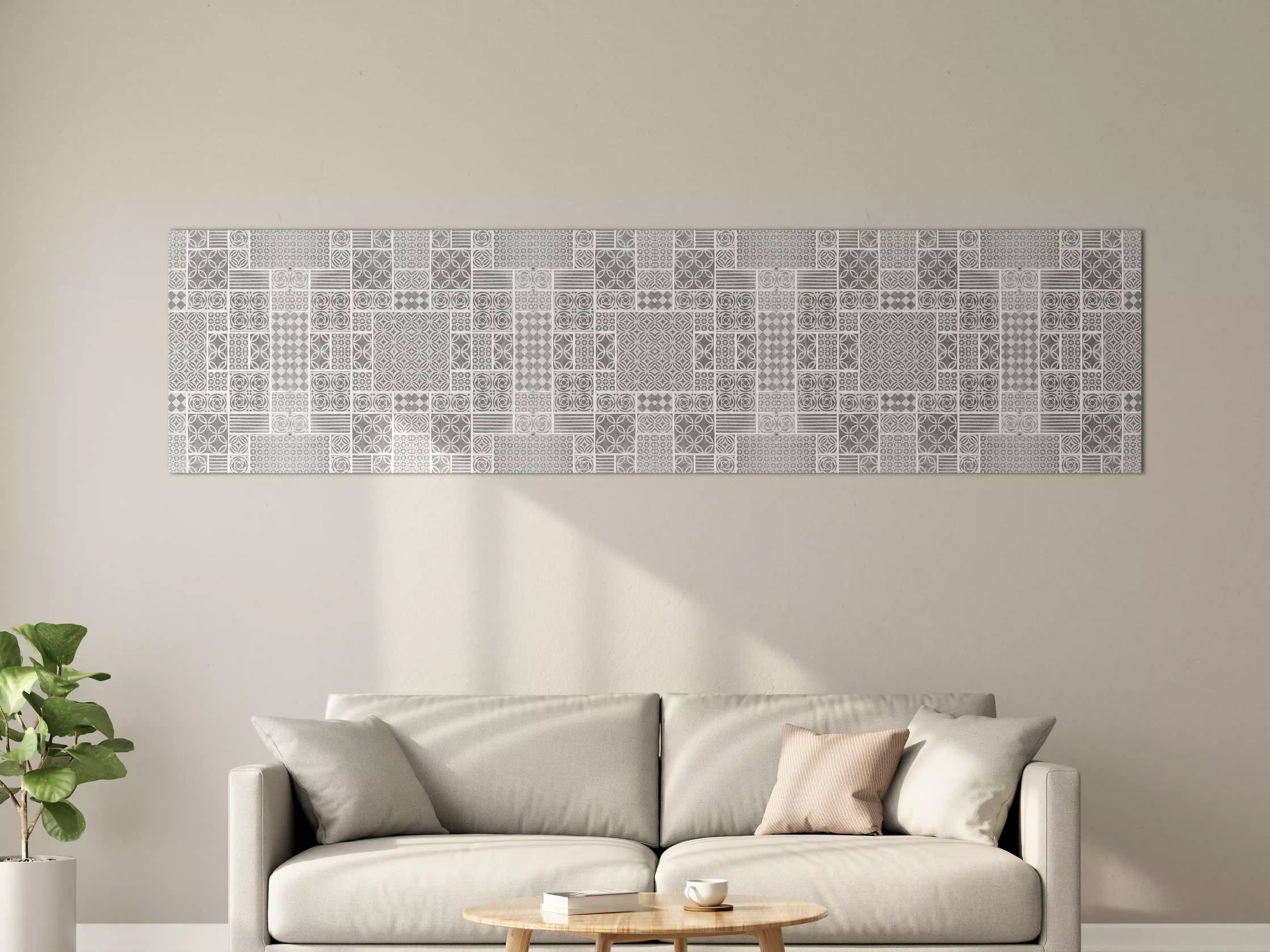 Große Wandbilder - Gräuliche geometrische Fliesen