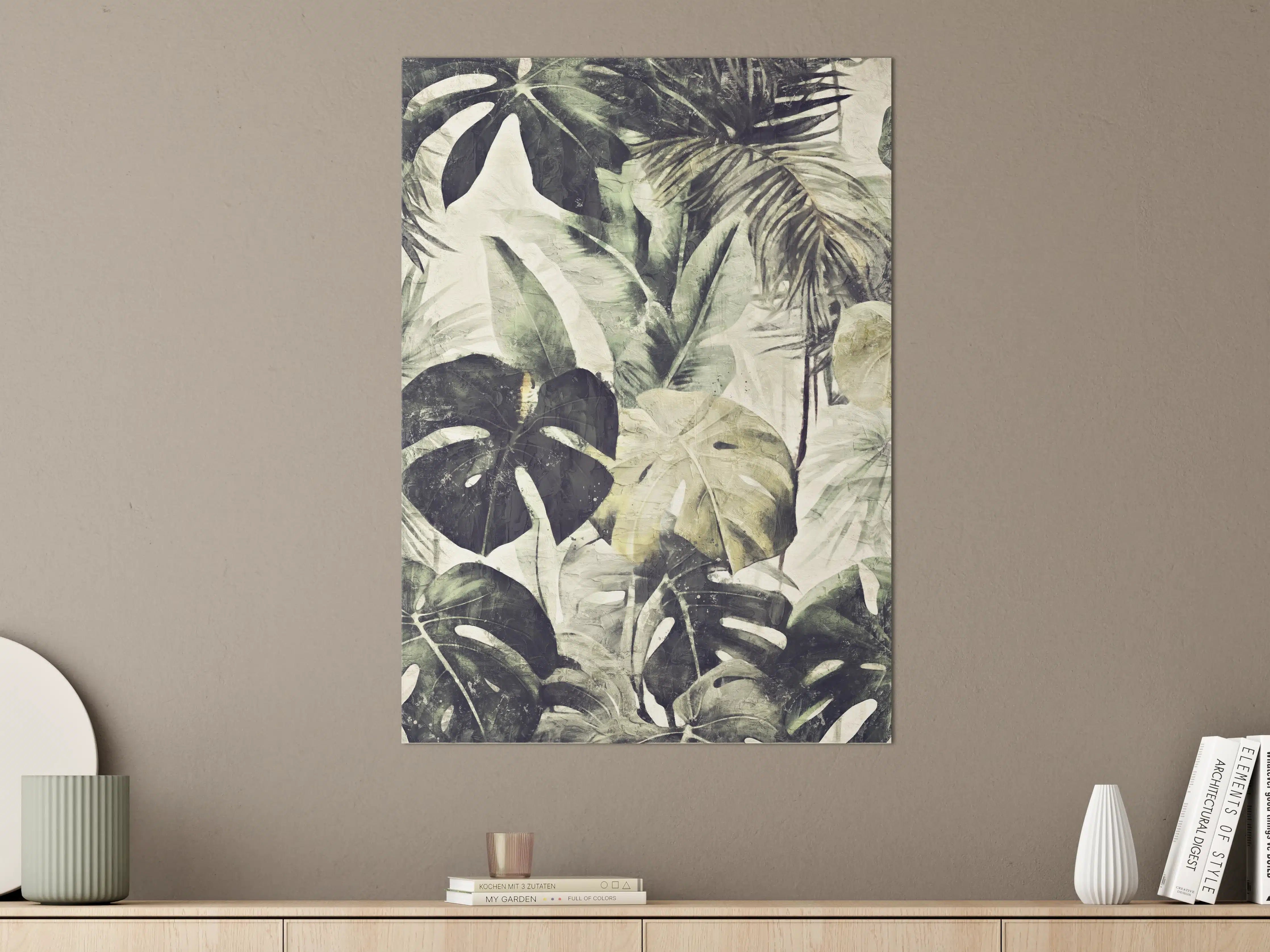 Große Wandbilder - Gräulicher Dschungel - Floral