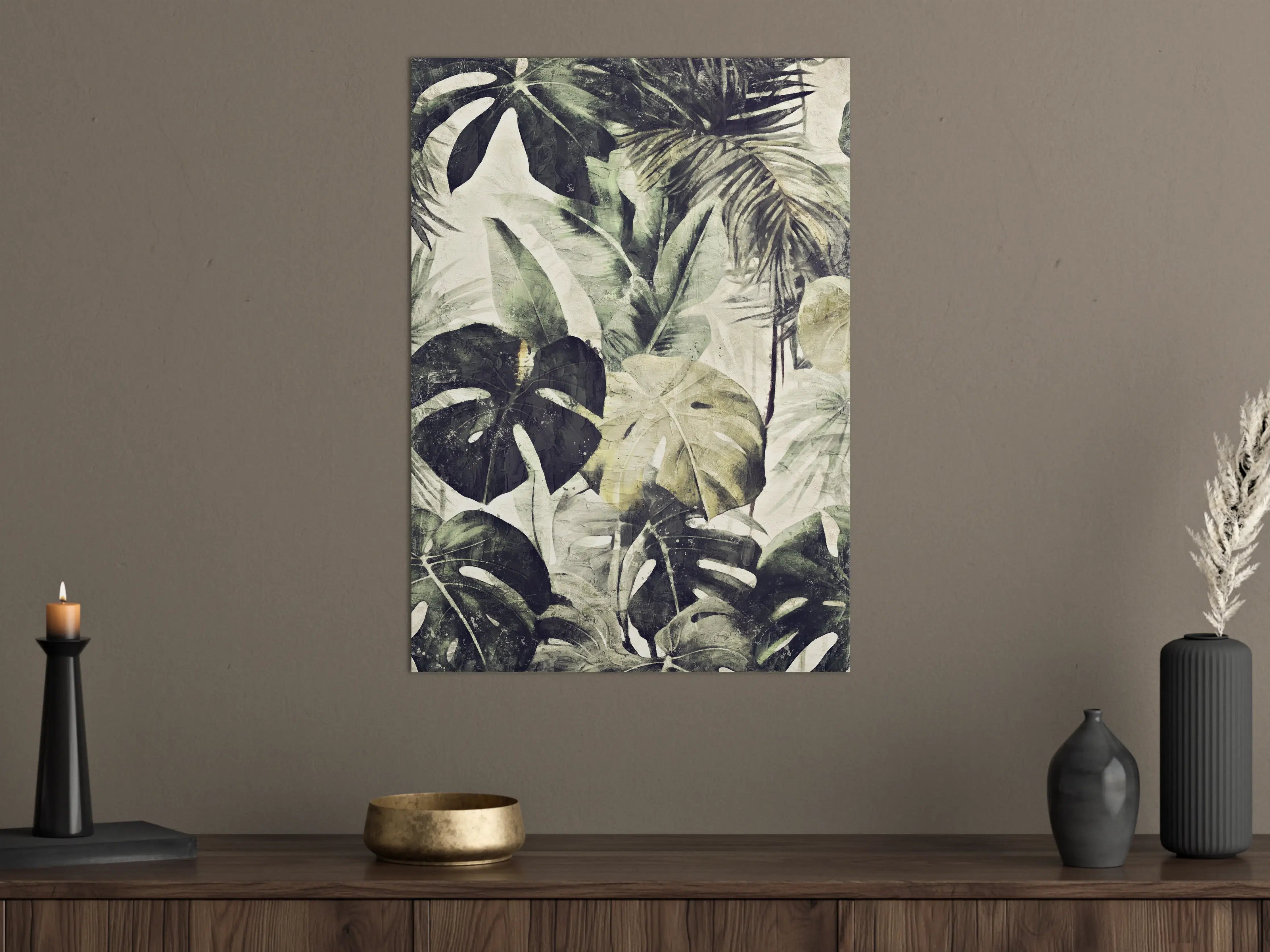 Große Wandbilder - Gräulicher Dschungel - Floral