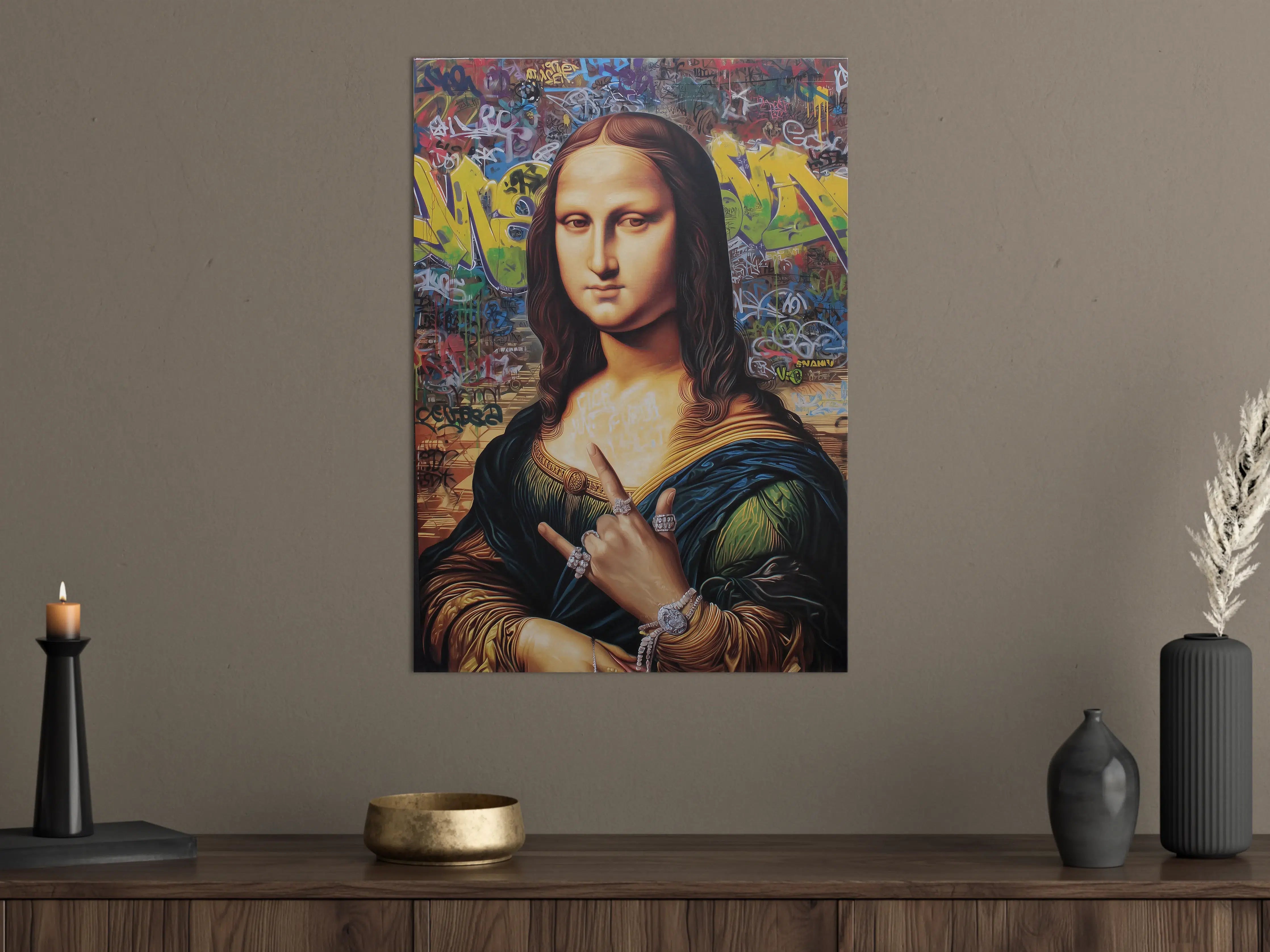 Große Wandbilder - Graffiti-Hintergrund mit Mona Lisa