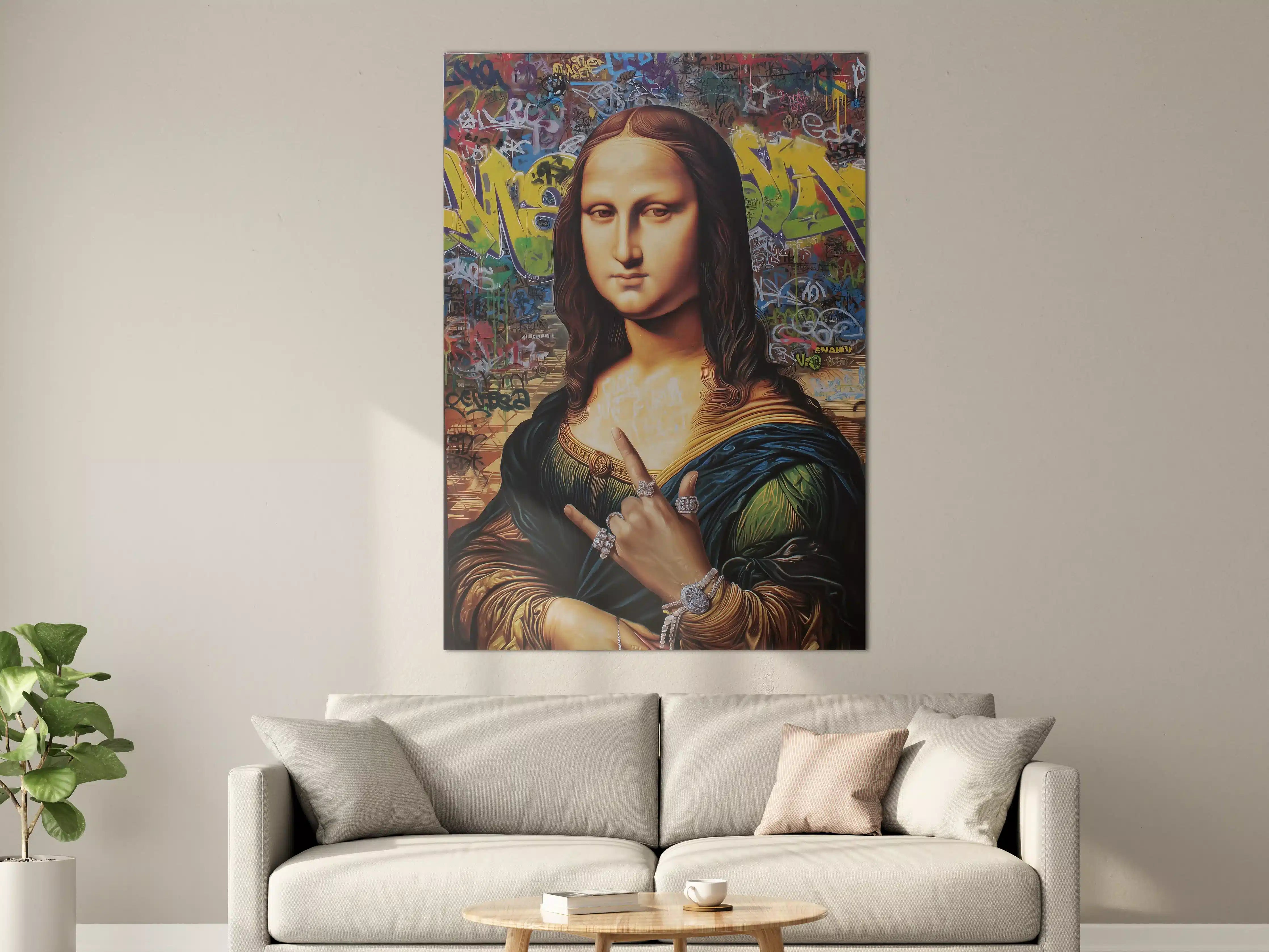Große Wandbilder - Graffiti-Hintergrund mit Mona Lisa