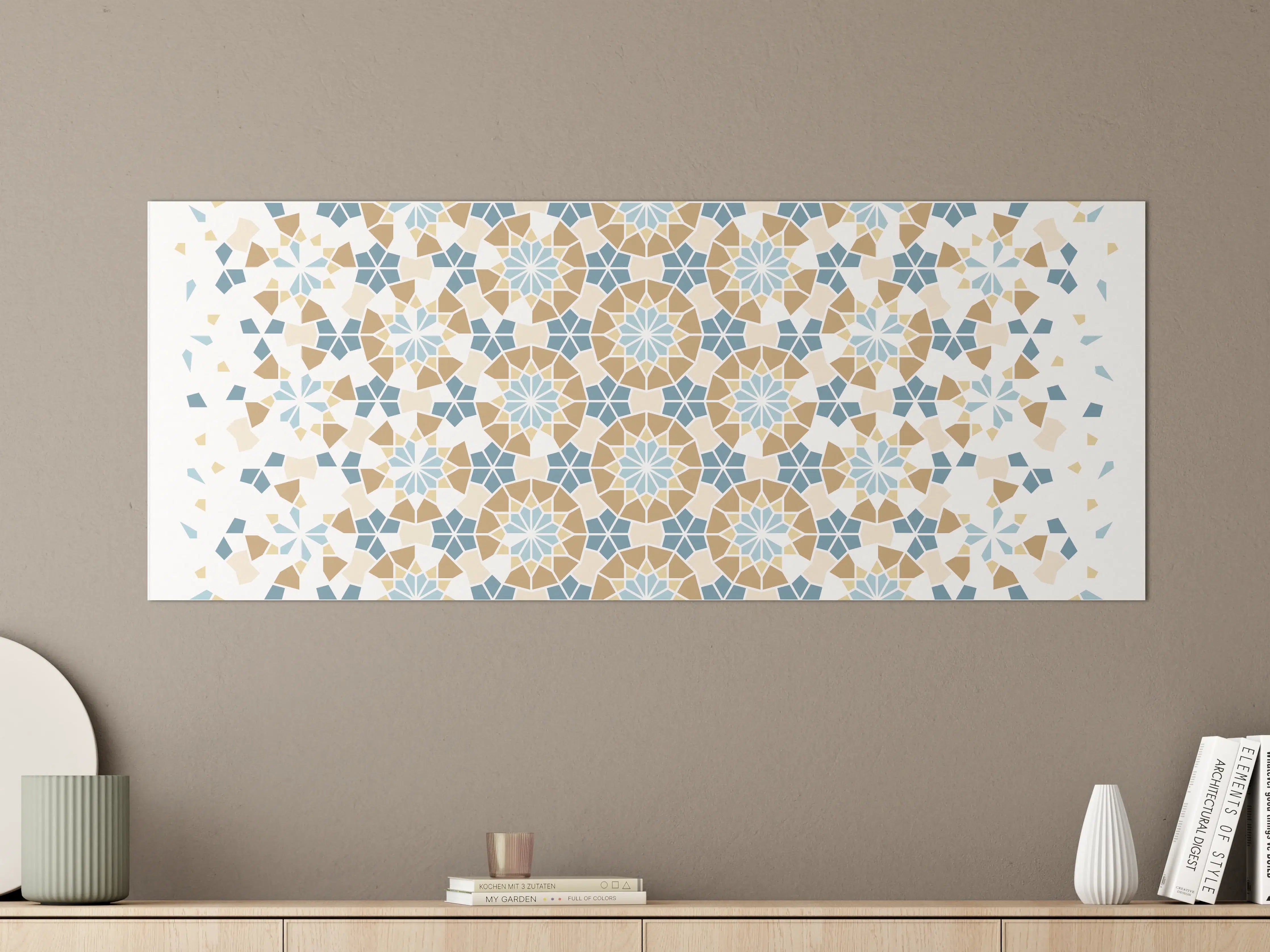 Große Wandbilder - Grafisches Blau Beige Muster