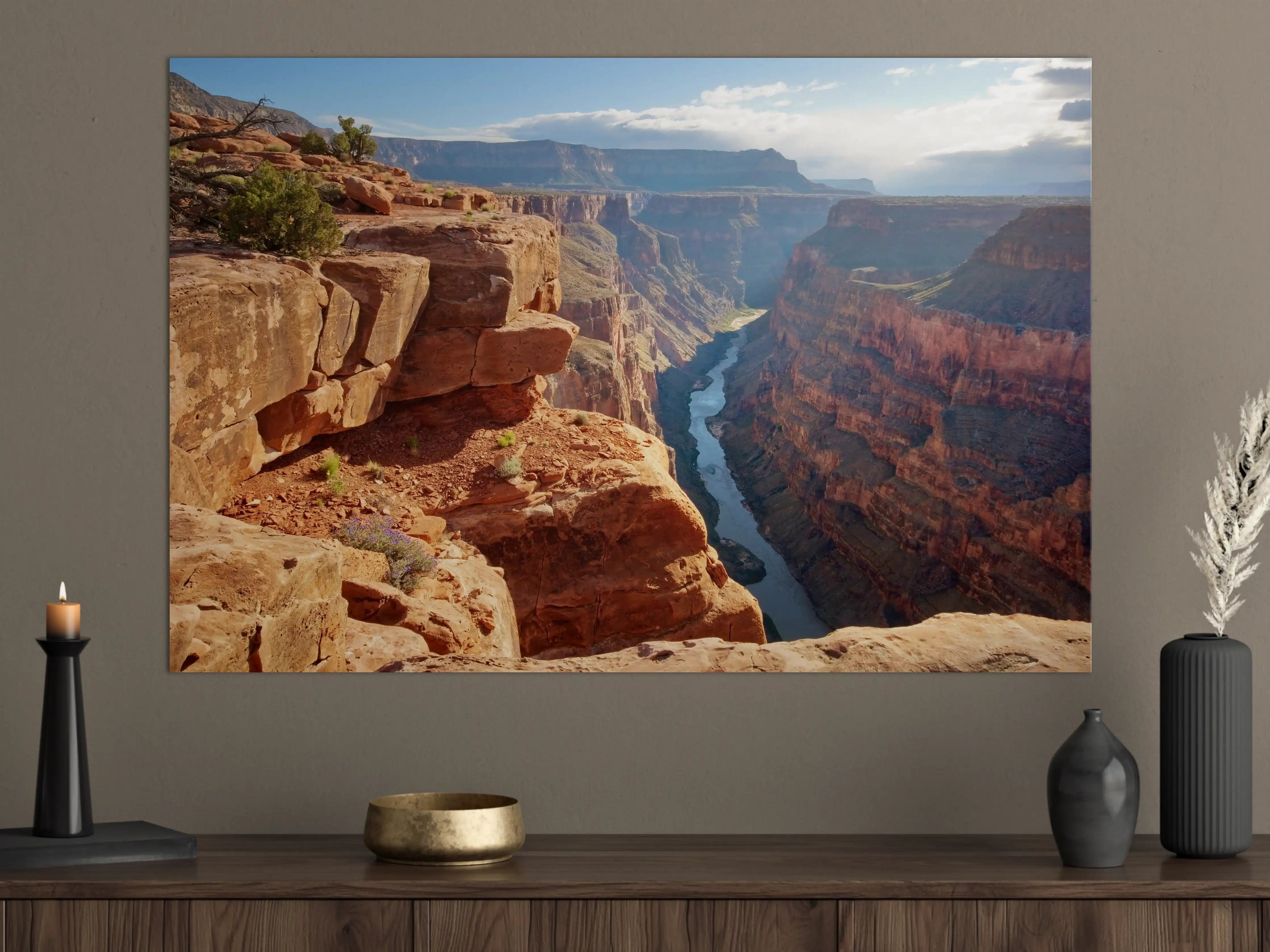 Große Wandbilder - Grand Canyon mit Fluss und rotem Gestein