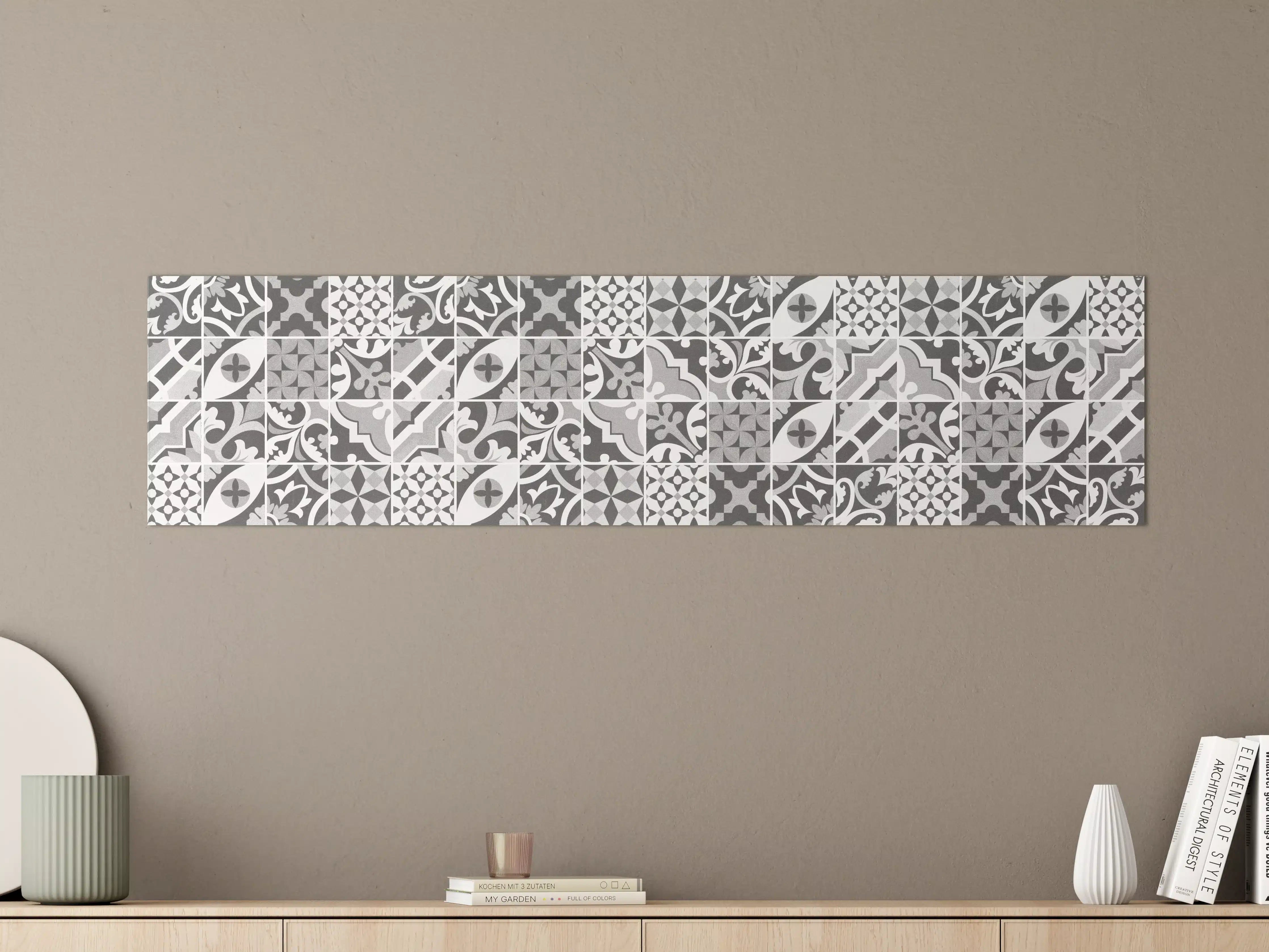 Große Wandbilder - Grau-Weiß Vintage Mosaik