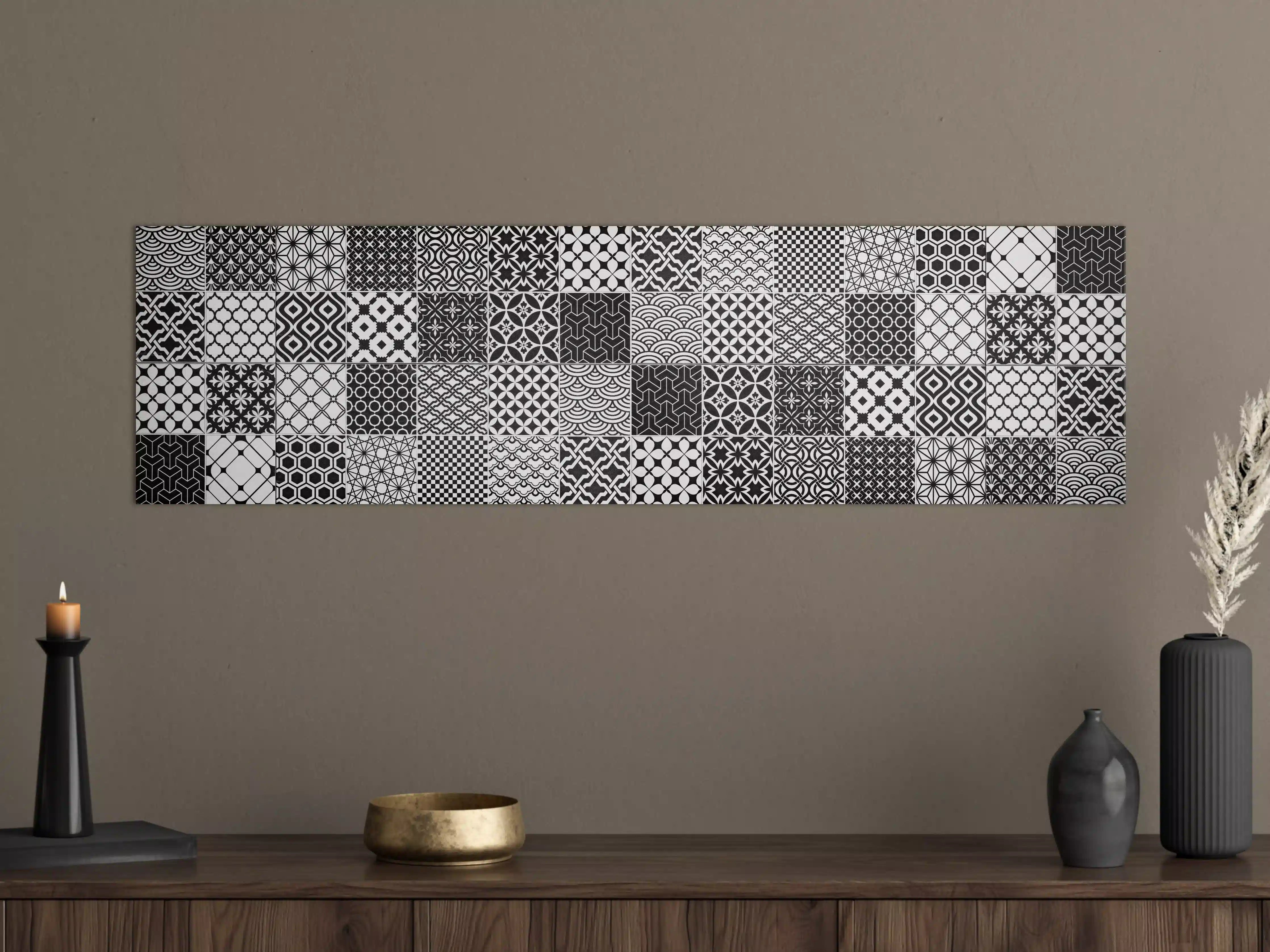 Große Wandbilder - Grau-Weiß geometrisch Mosaik