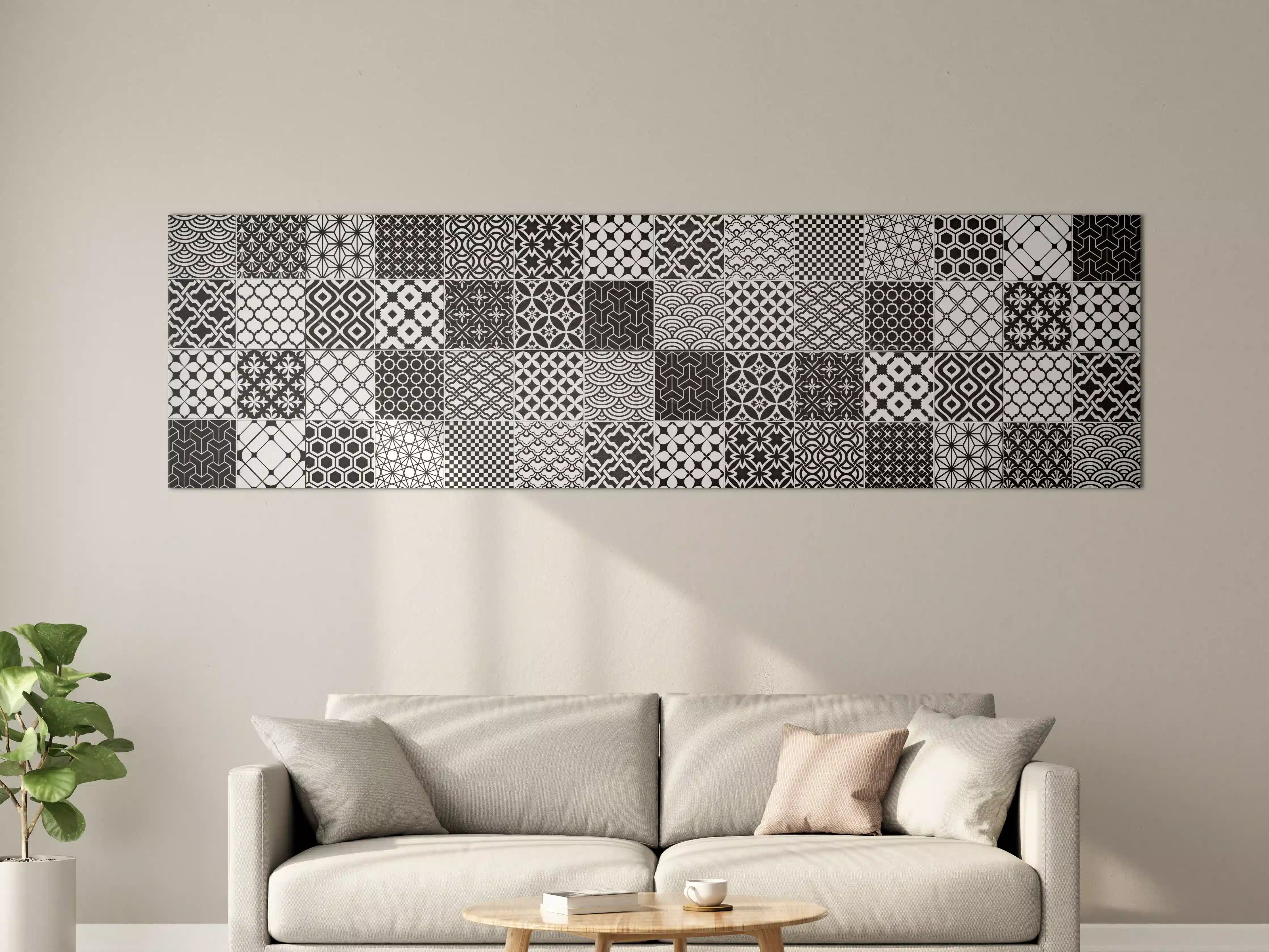 Große Wandbilder - Grau-Weiß geometrisch Mosaik