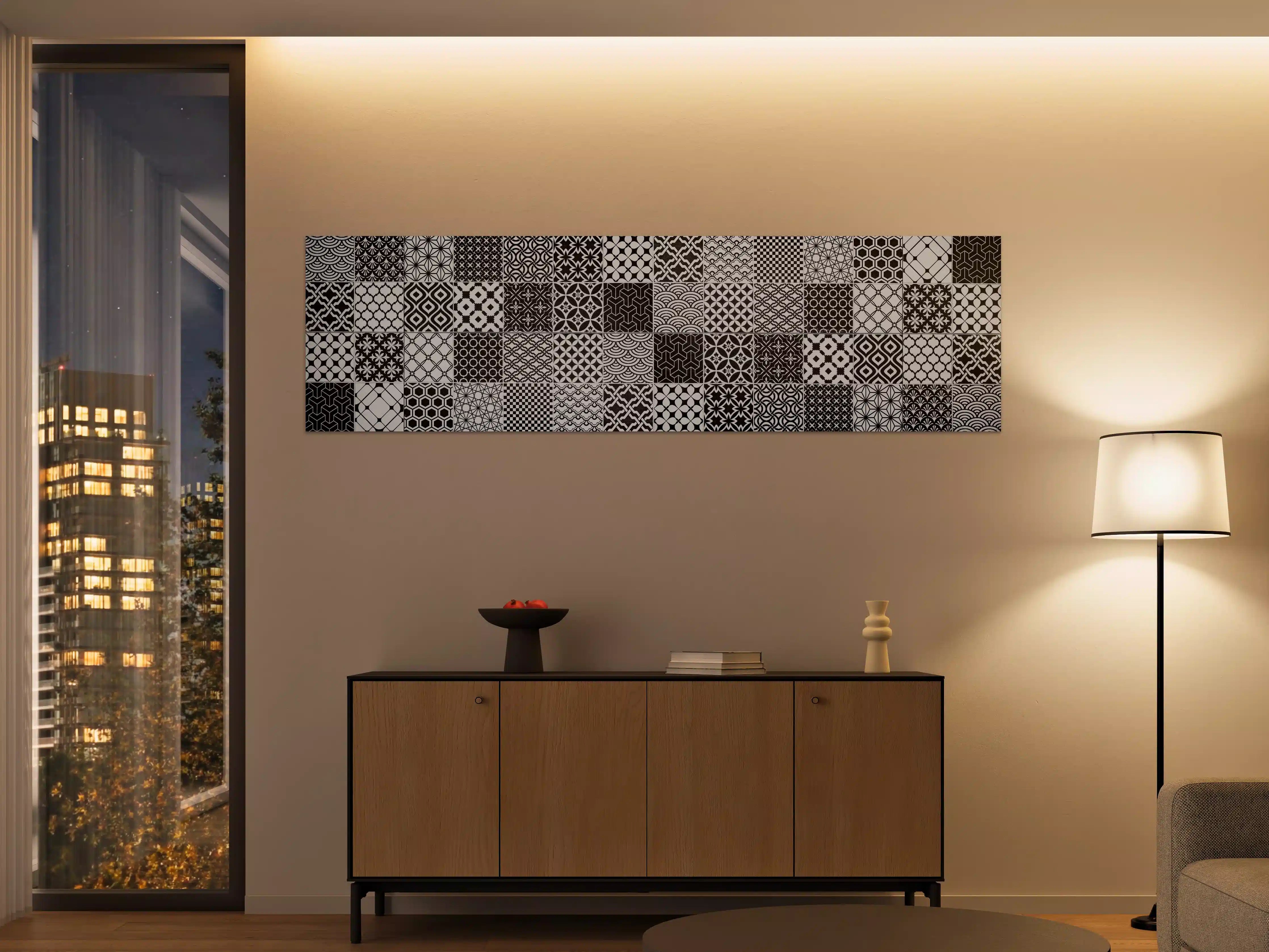 Große Wandbilder - Grau-Weiß geometrisch Mosaik