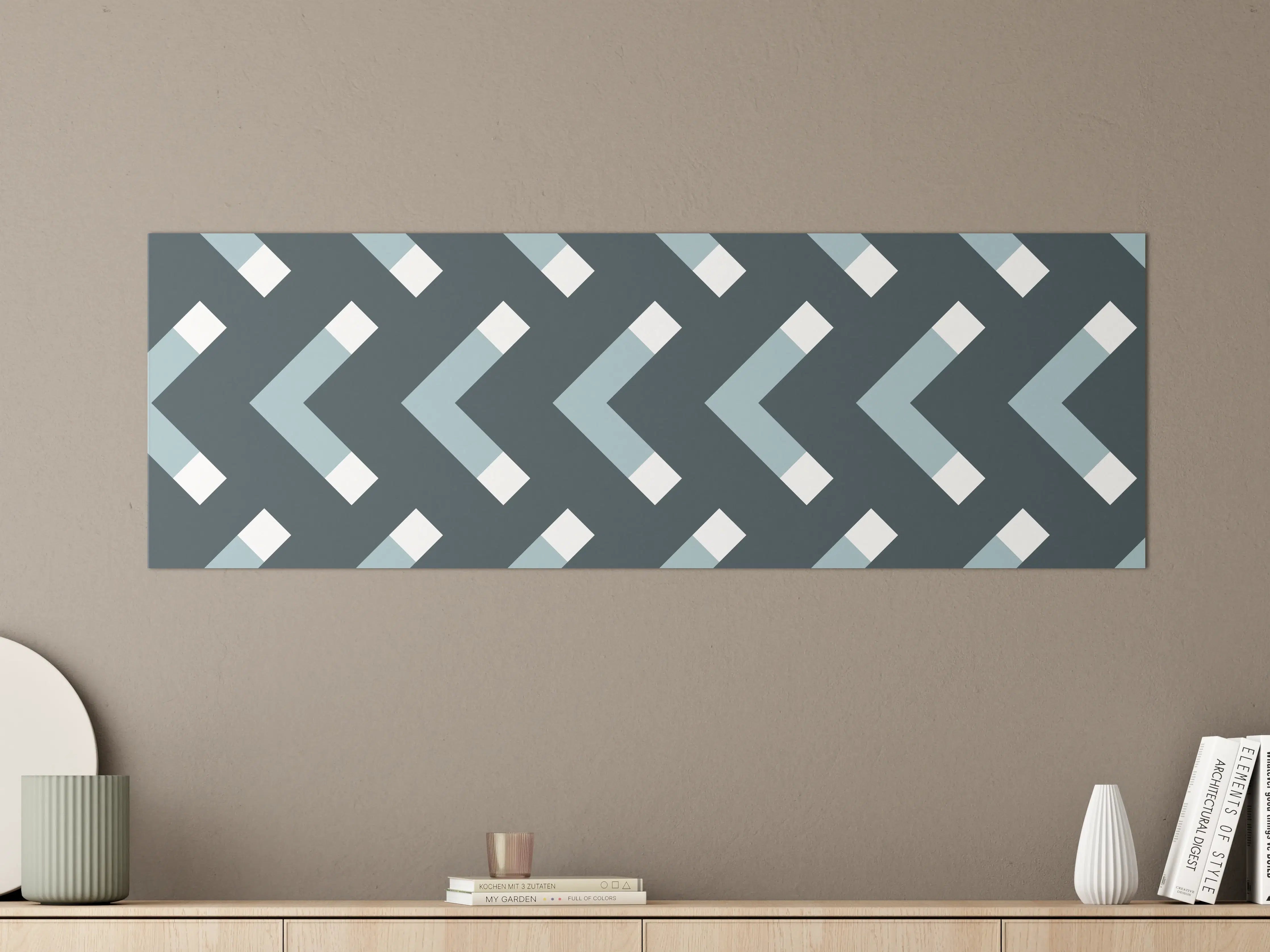 Große Wandbilder - Grau-Weißes Chevron Muster
