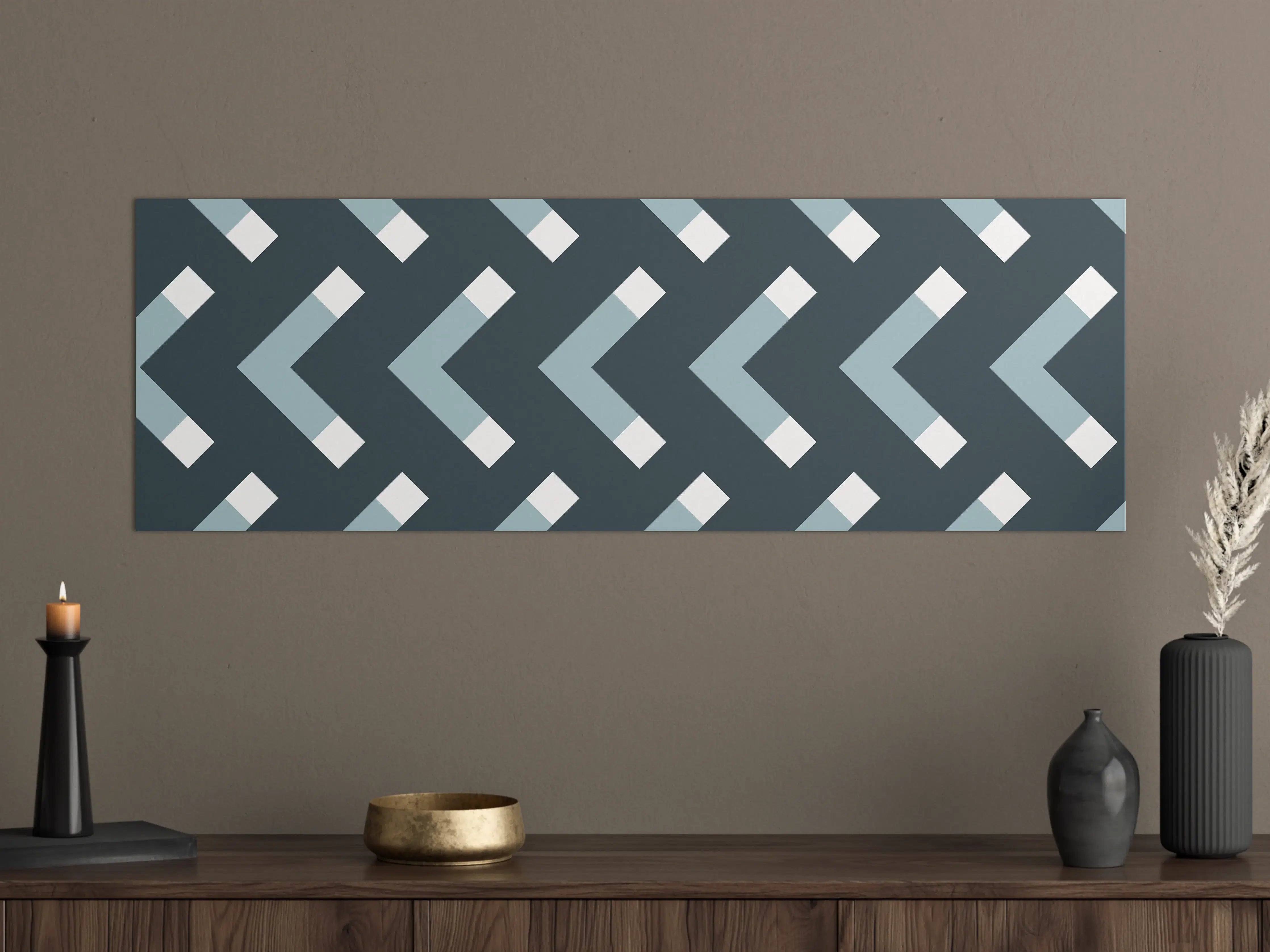 Große Wandbilder - Grau-Weißes Chevron Muster