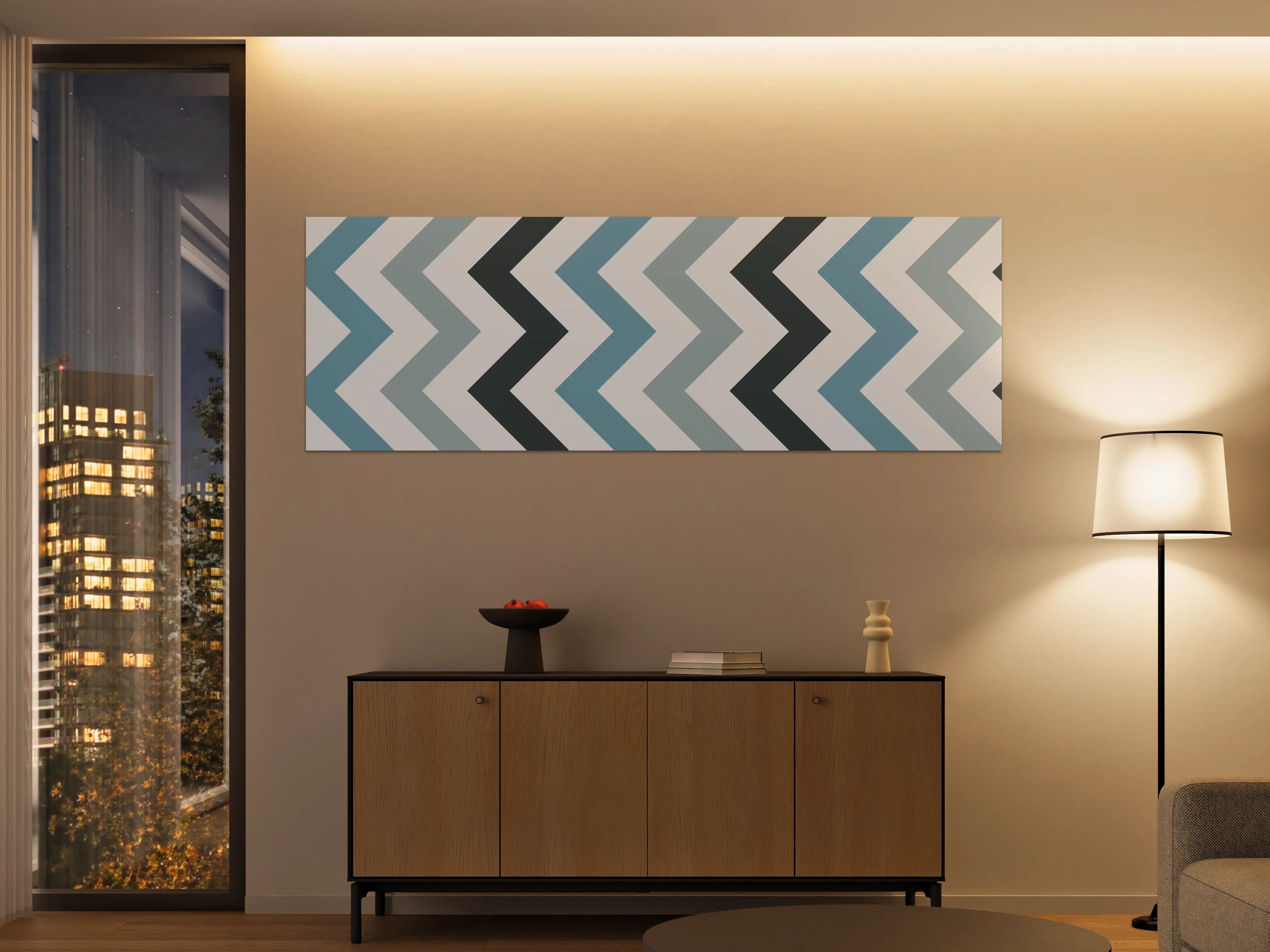Große Wandbilder - Grau-Weißes Zick-Zack-Design