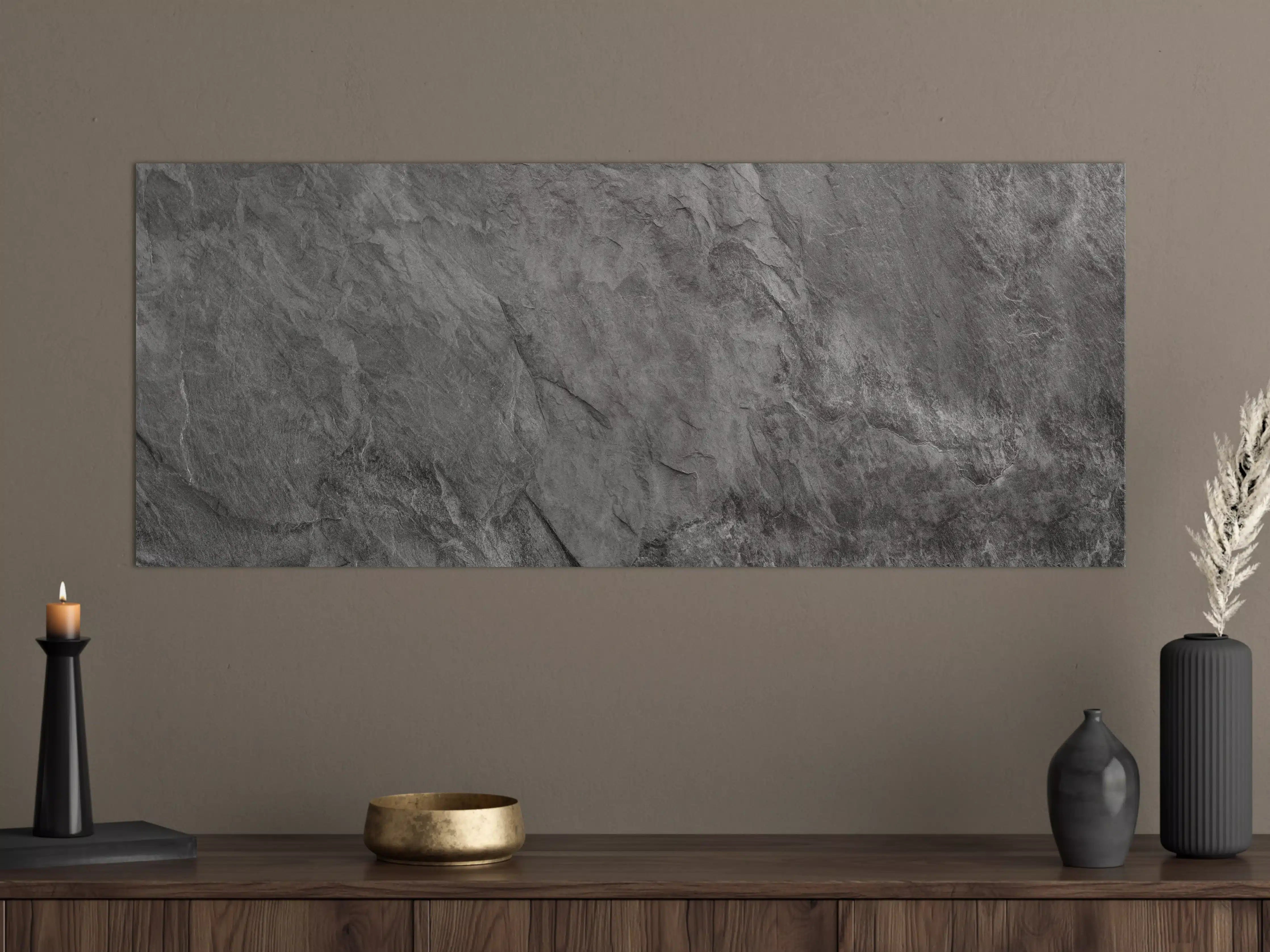 Große Wandbilder - Grau strukturierte Steindrucktapete