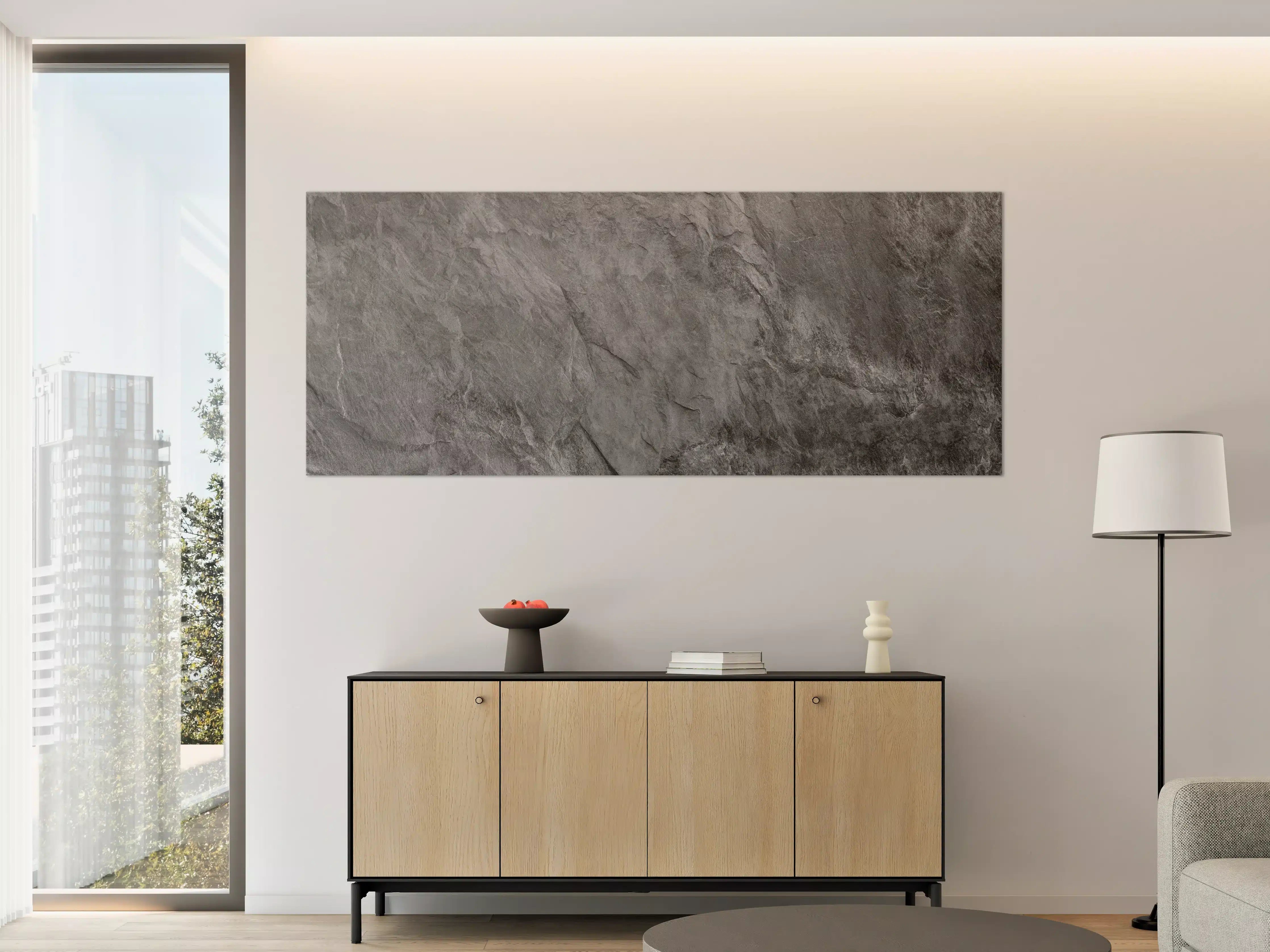 Große Wandbilder - Grau strukturierte Steindrucktapete