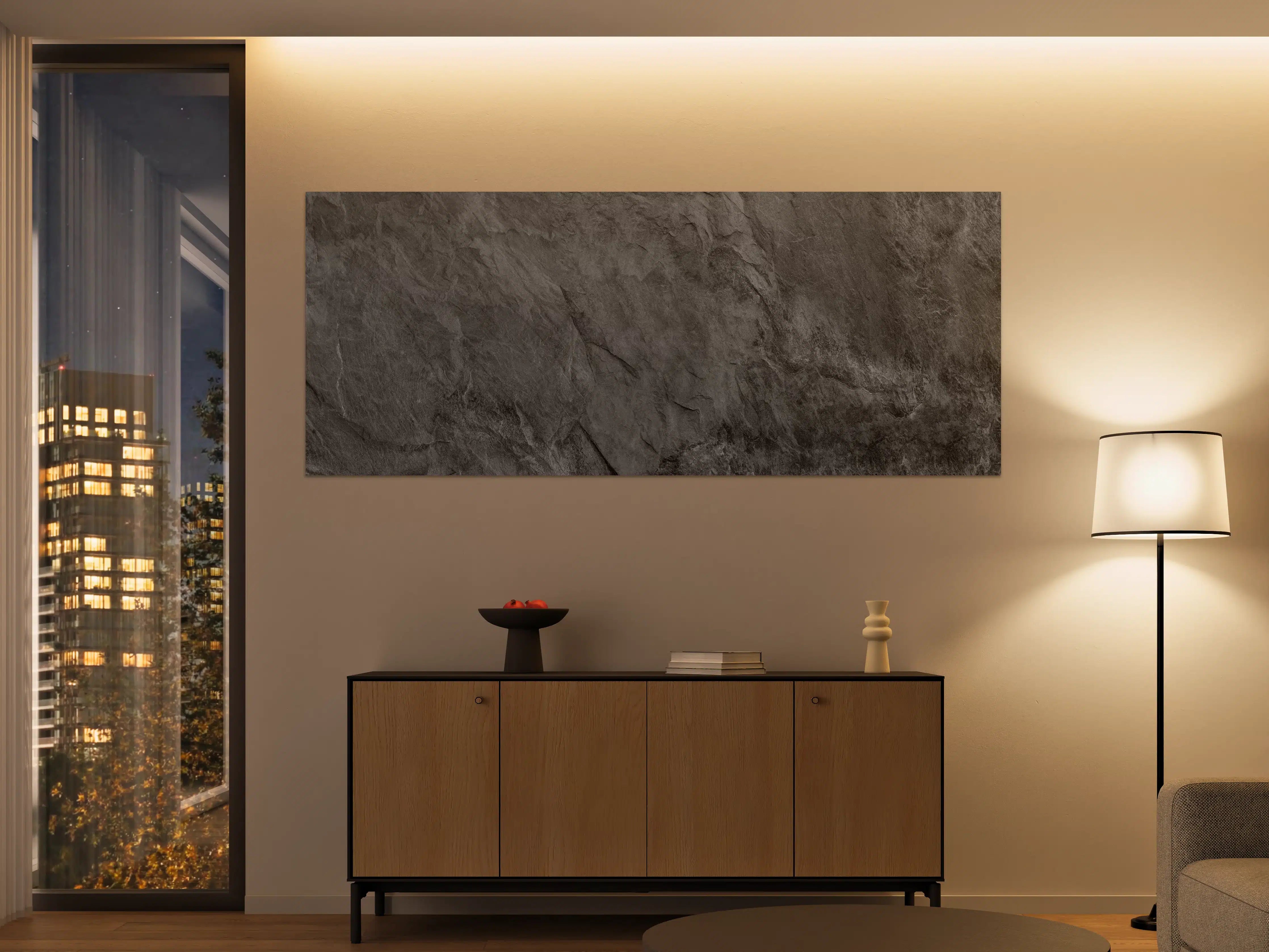 Große Wandbilder - Grau strukturierte Steindrucktapete