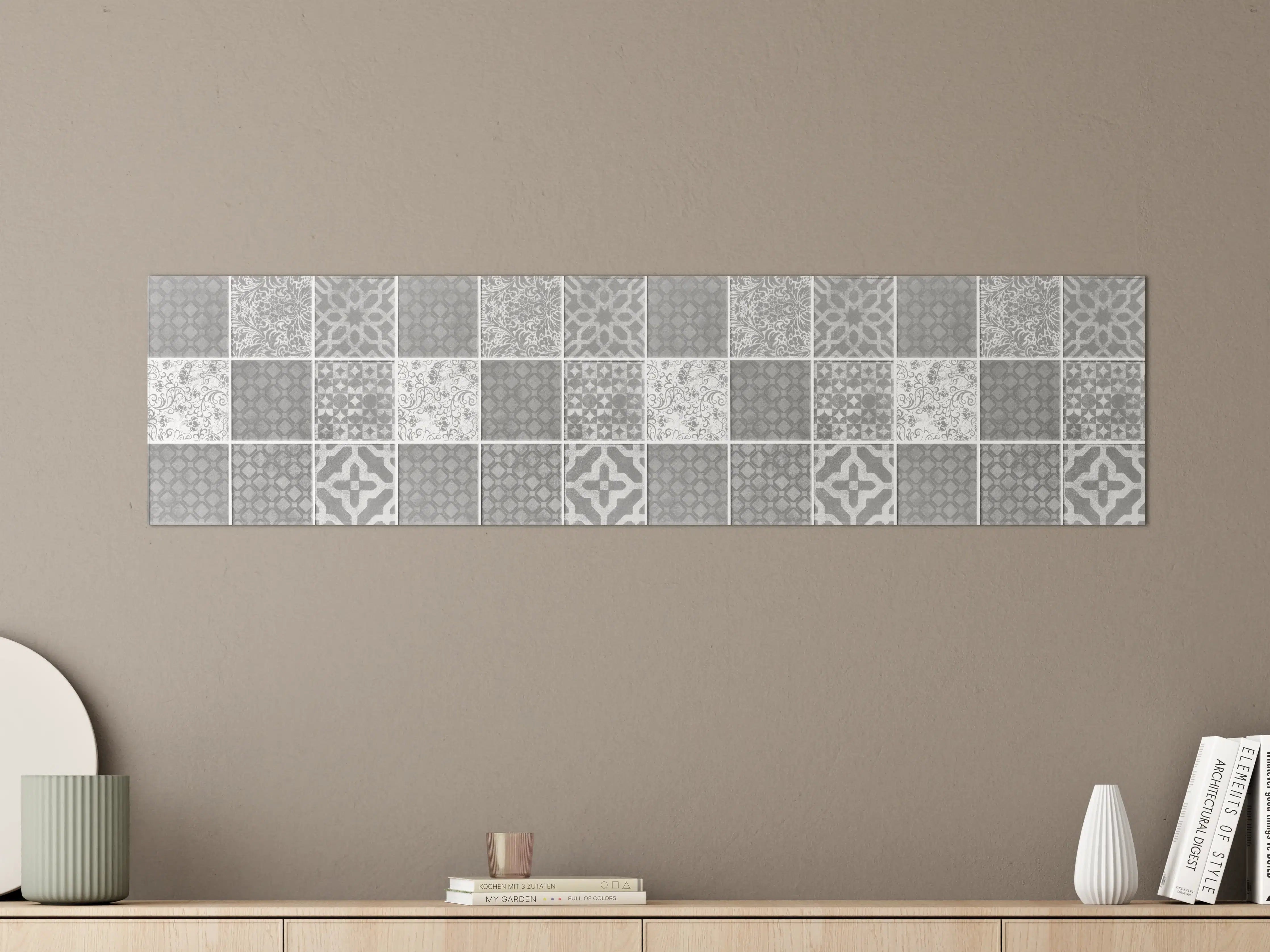 Große Wandbilder - Grau weiße Vintage Mosaik Textur