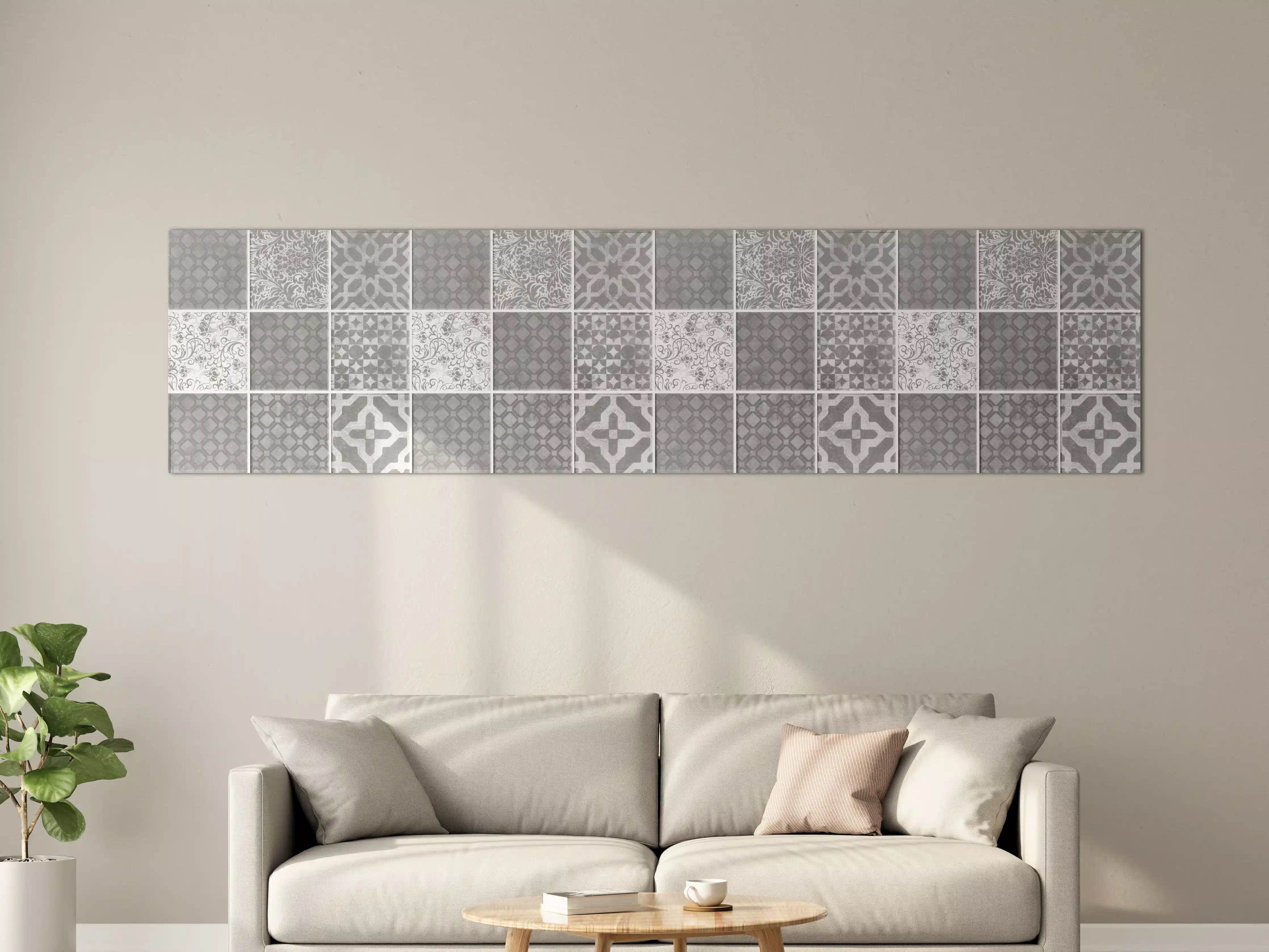Große Wandbilder - Grau weiße Vintage Mosaik Textur