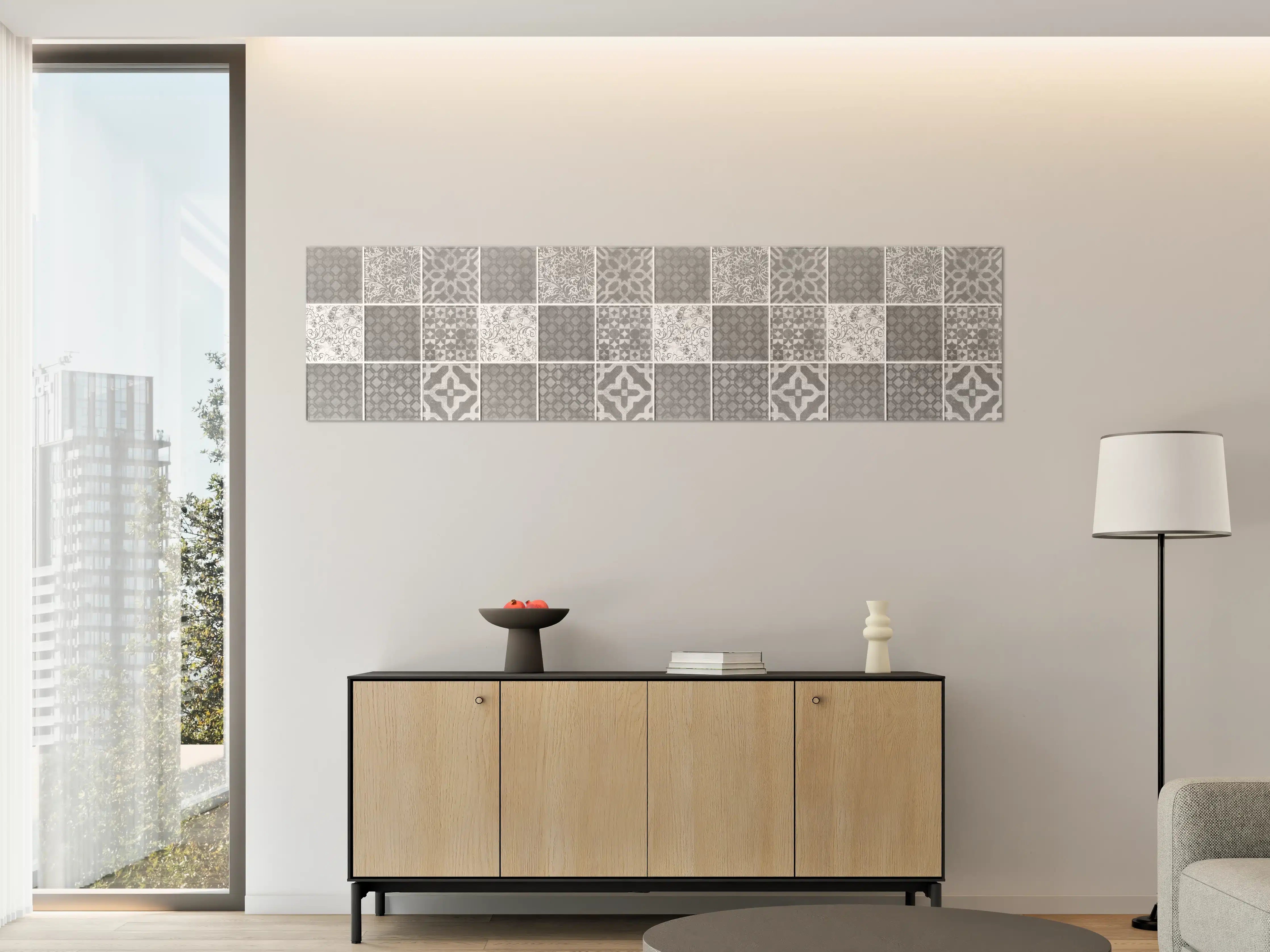 Große Wandbilder - Grau weiße Vintage Mosaik Textur