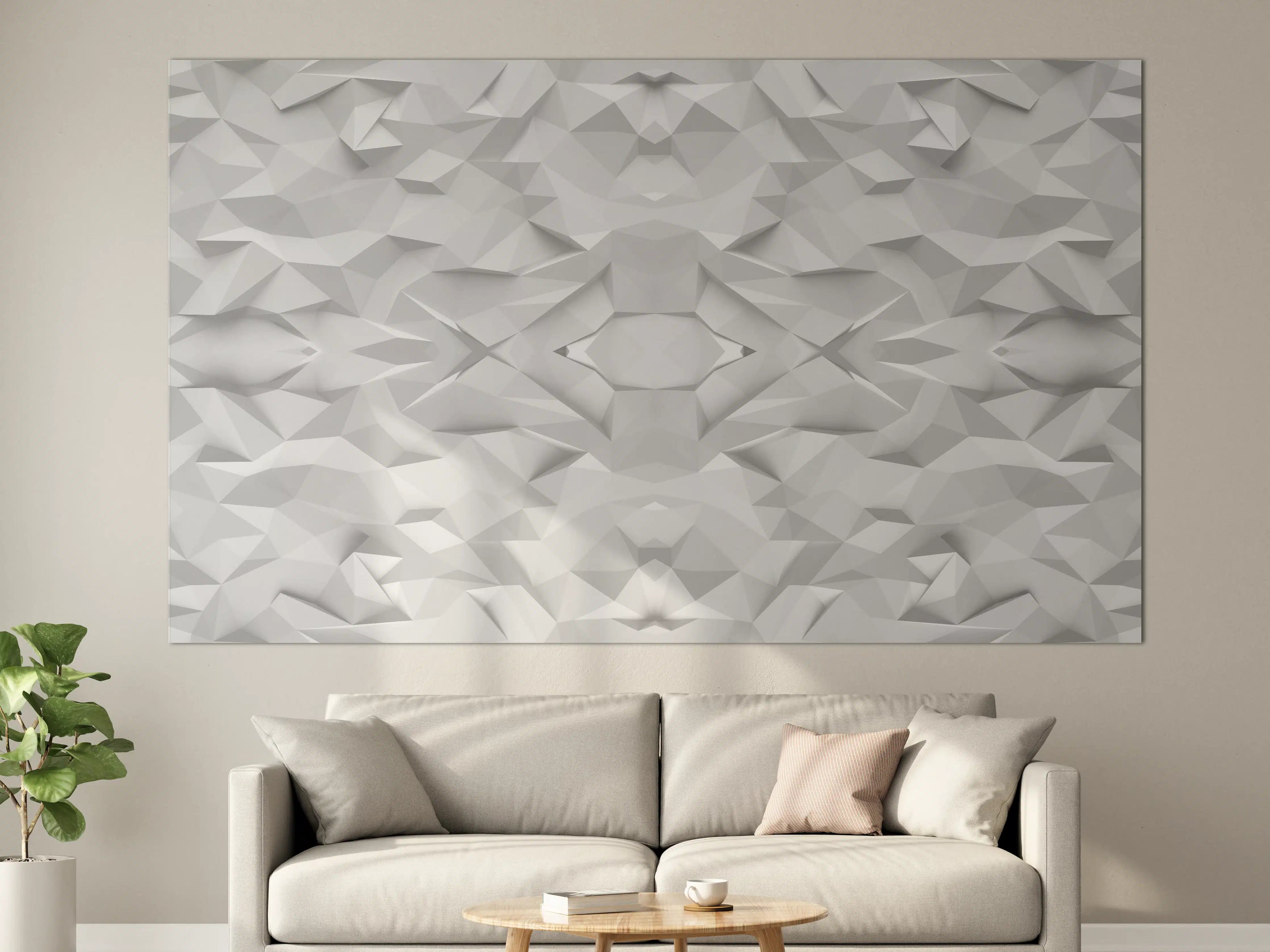 Große Wandbilder - Graue Akzente in Weiß: 3D Wanddesign