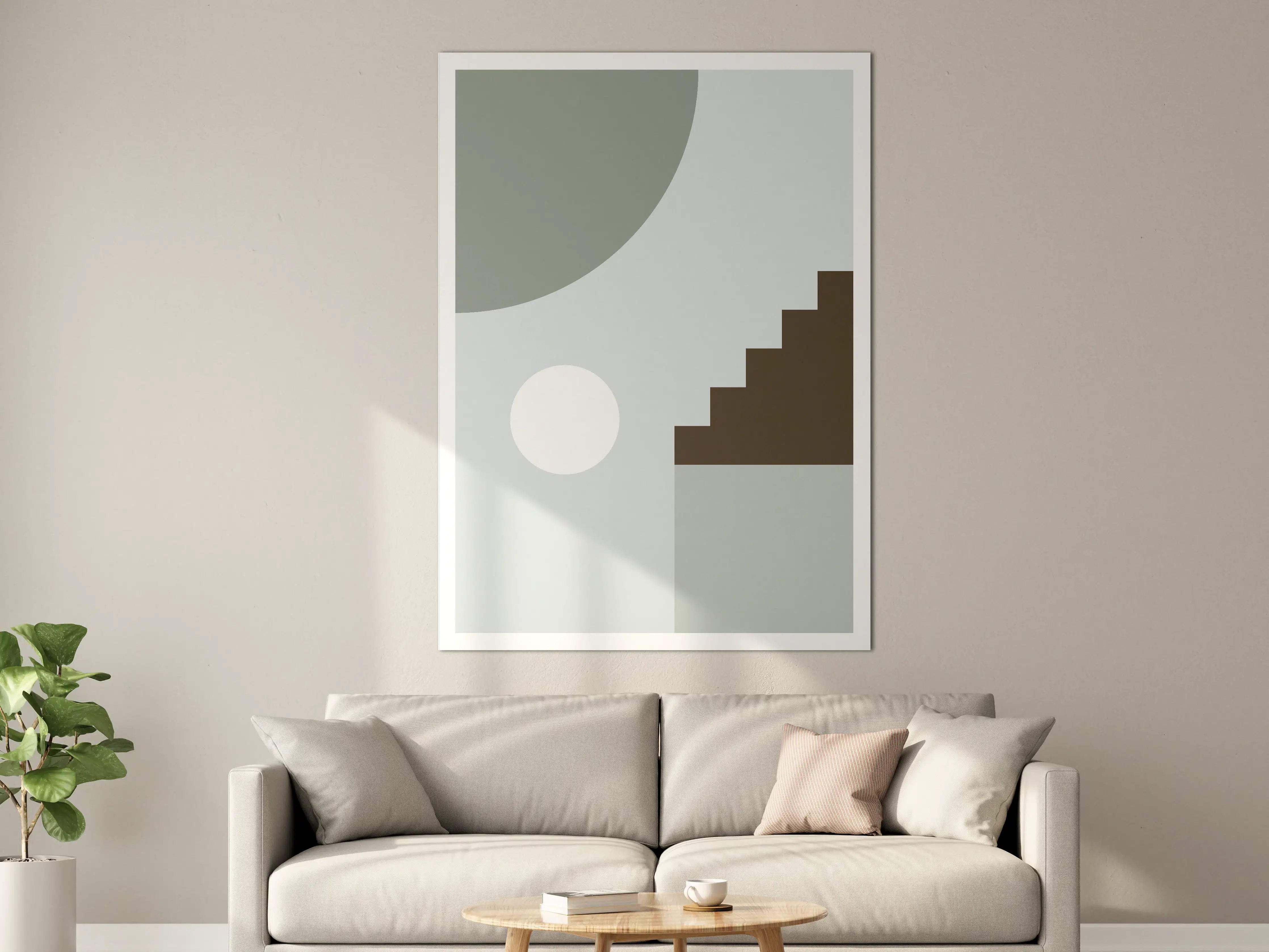 Große Wandbilder - Graue Akzente in Weiß: Moderne Wandkunst