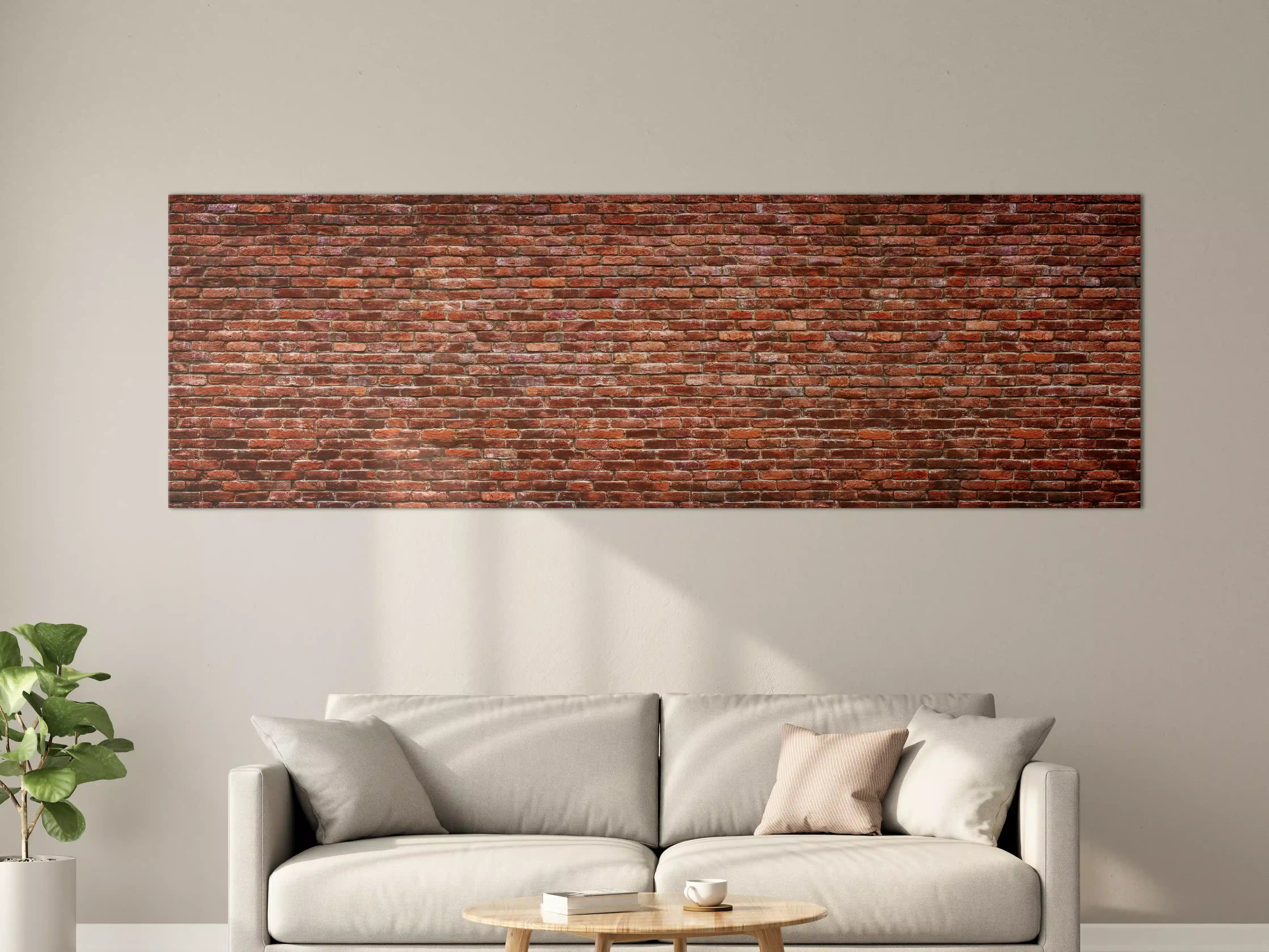 Große Wandbilder - Graue Backsteinwand im Weißlicht