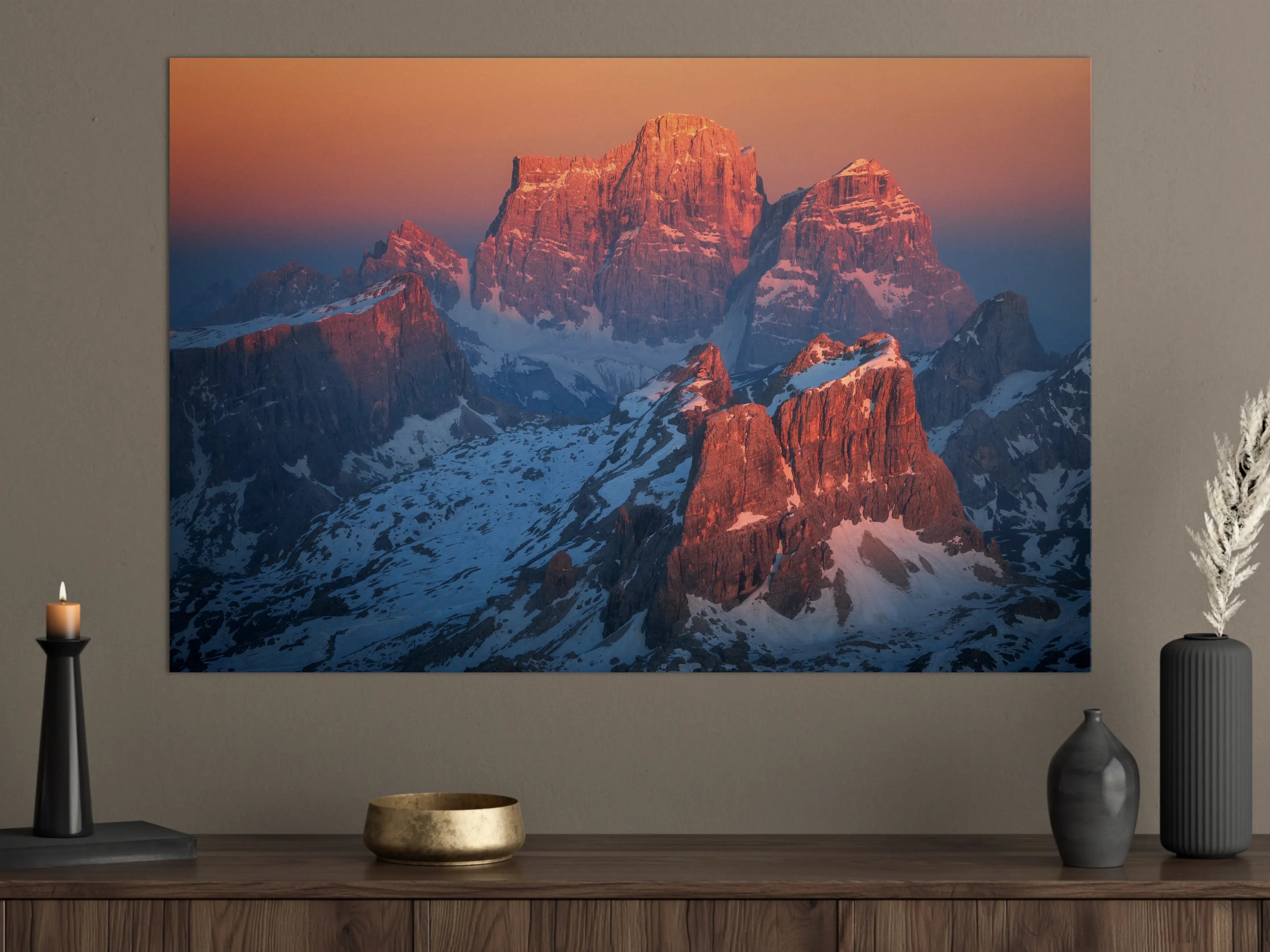Große Wandbilder - Graue Bergsilhouette bei Abendlicht