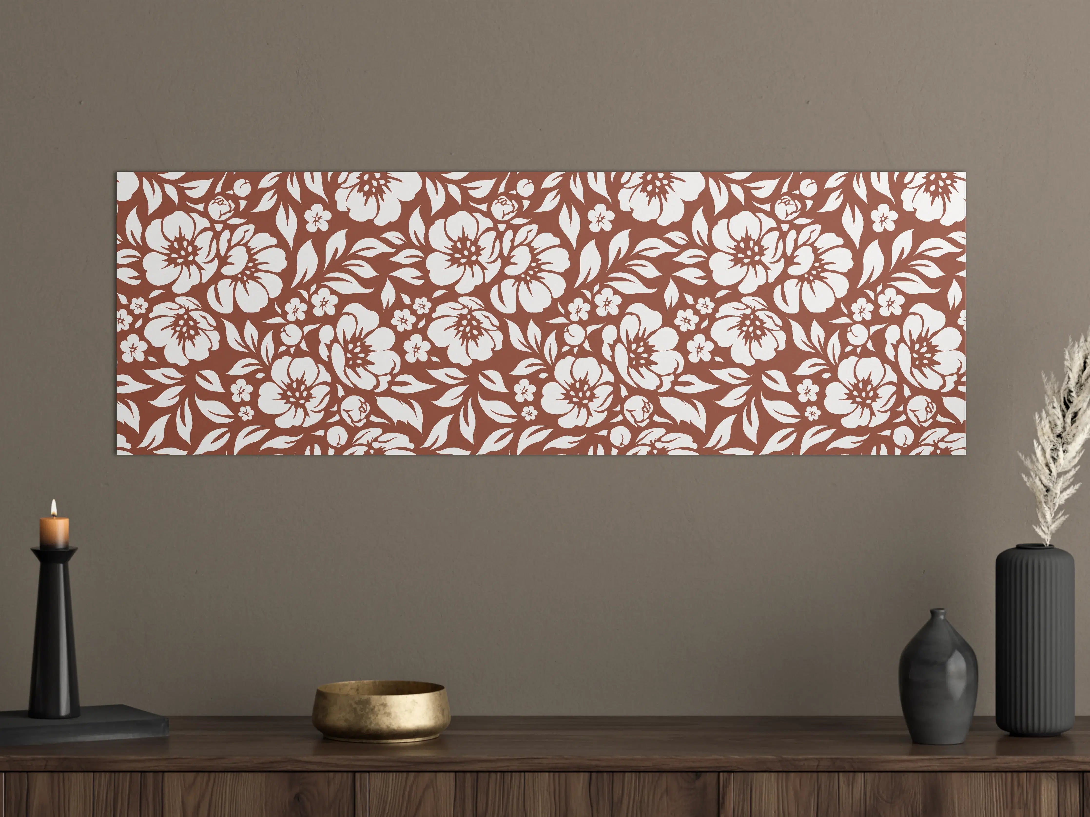 Große Wandbilder - Graue Blumenmuster in Beige