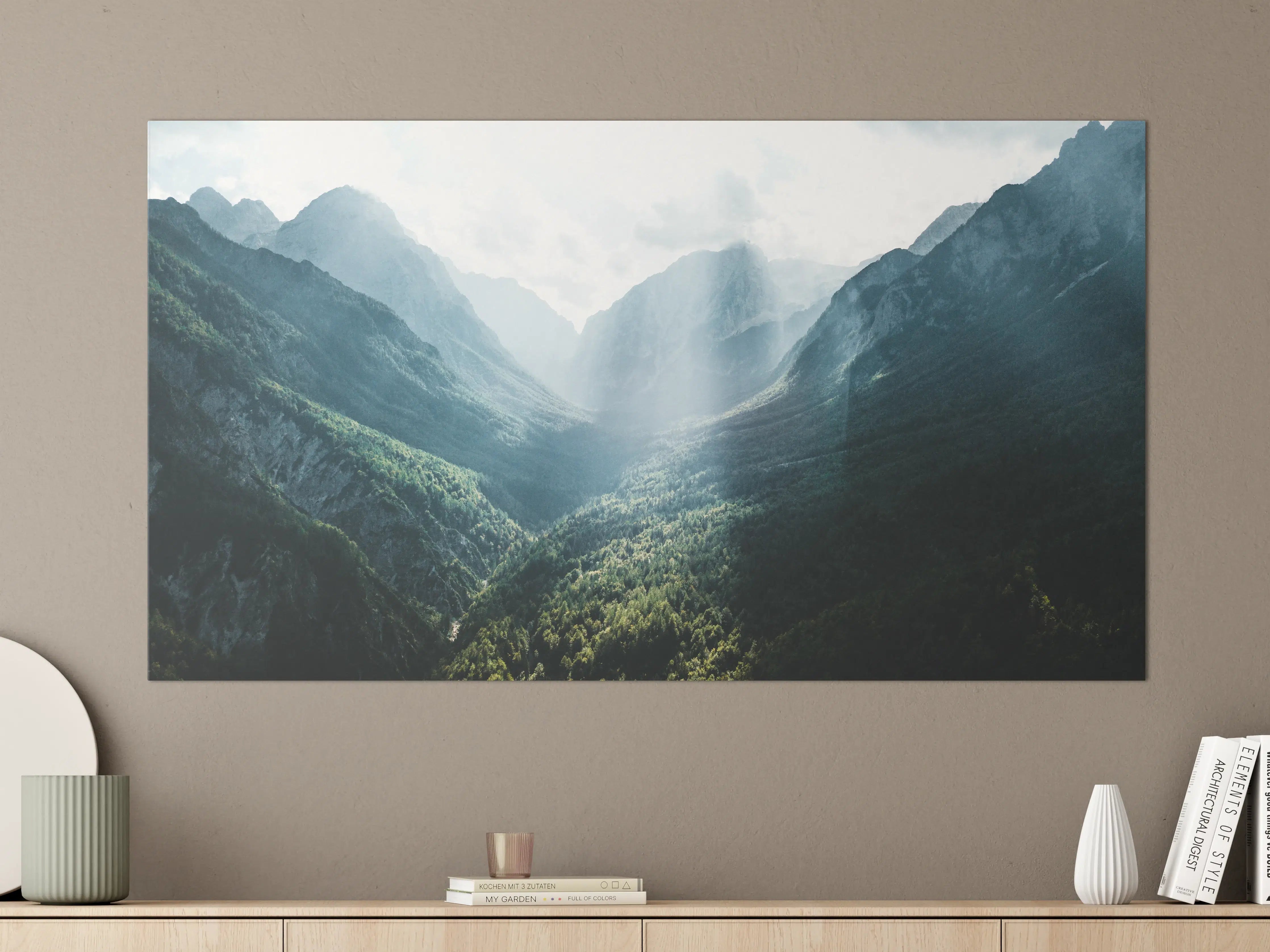 Große Wandbilder - Graue Dämmerung in Bergsilhouetten