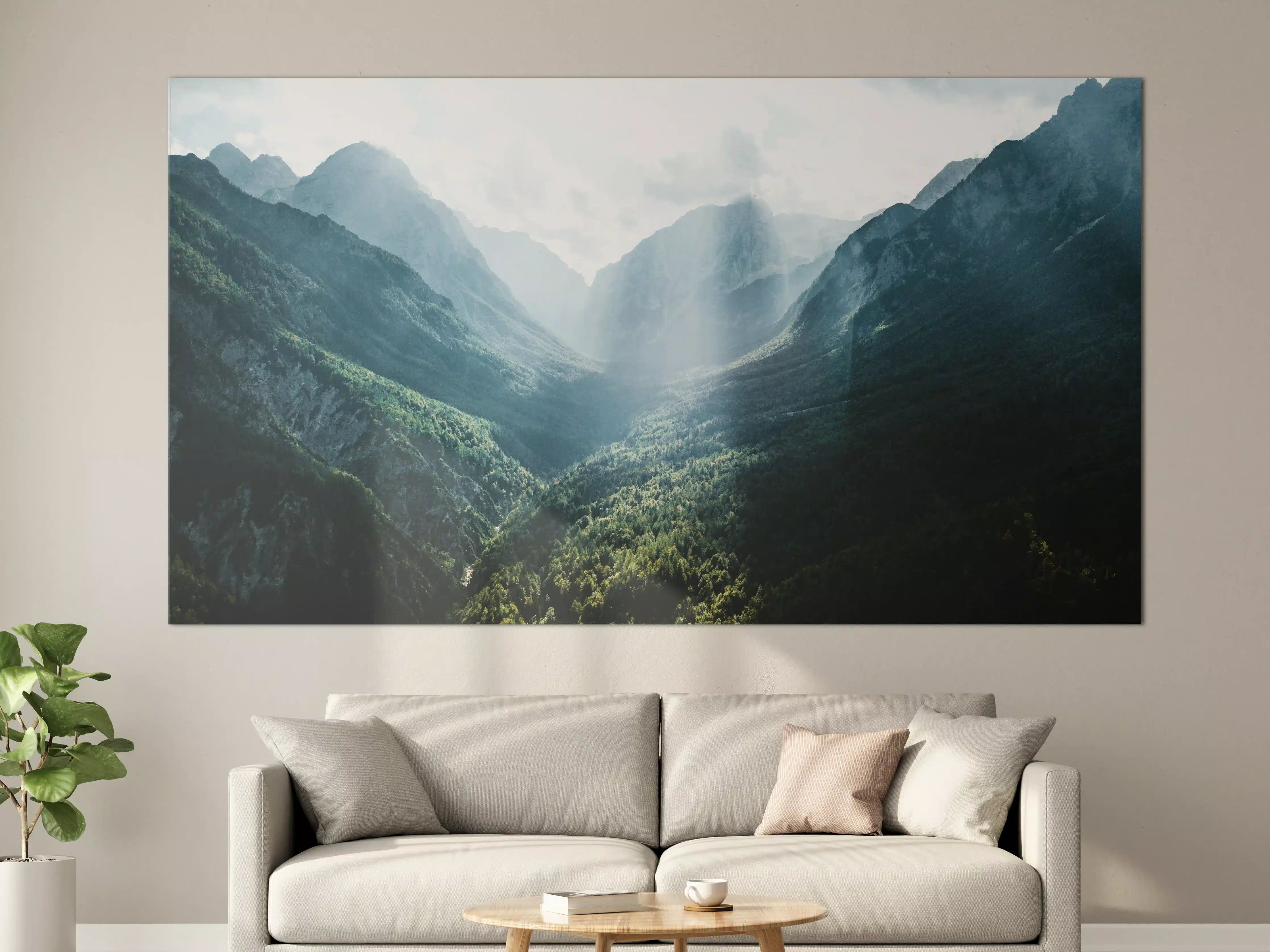 Große Wandbilder - Graue Dämmerung in Bergsilhouetten