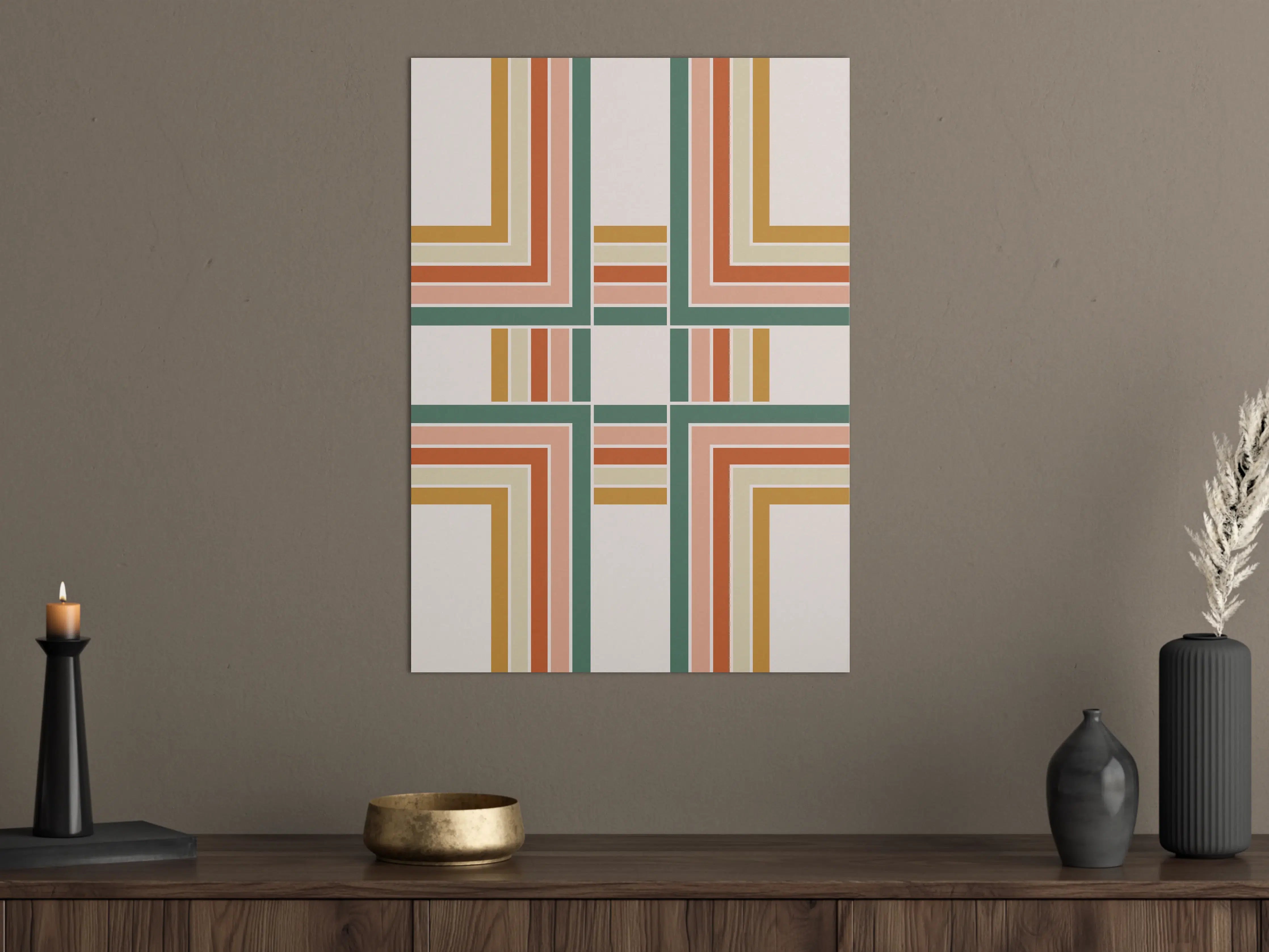 Große Wandbilder - Graue Erdtöne: Geometrische Muster