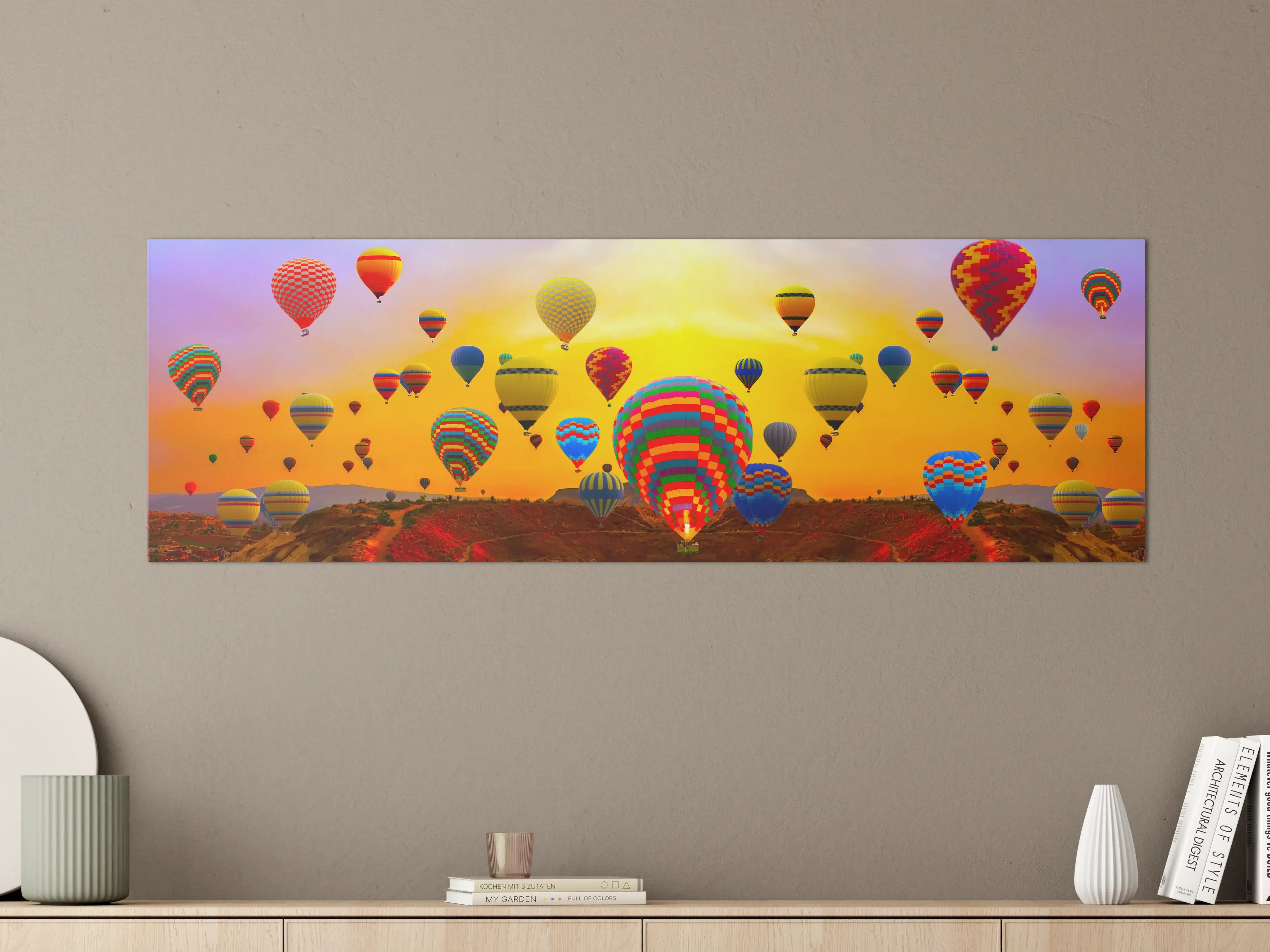 Große Wandbilder - Graue Heißluftballons im Abendlicht