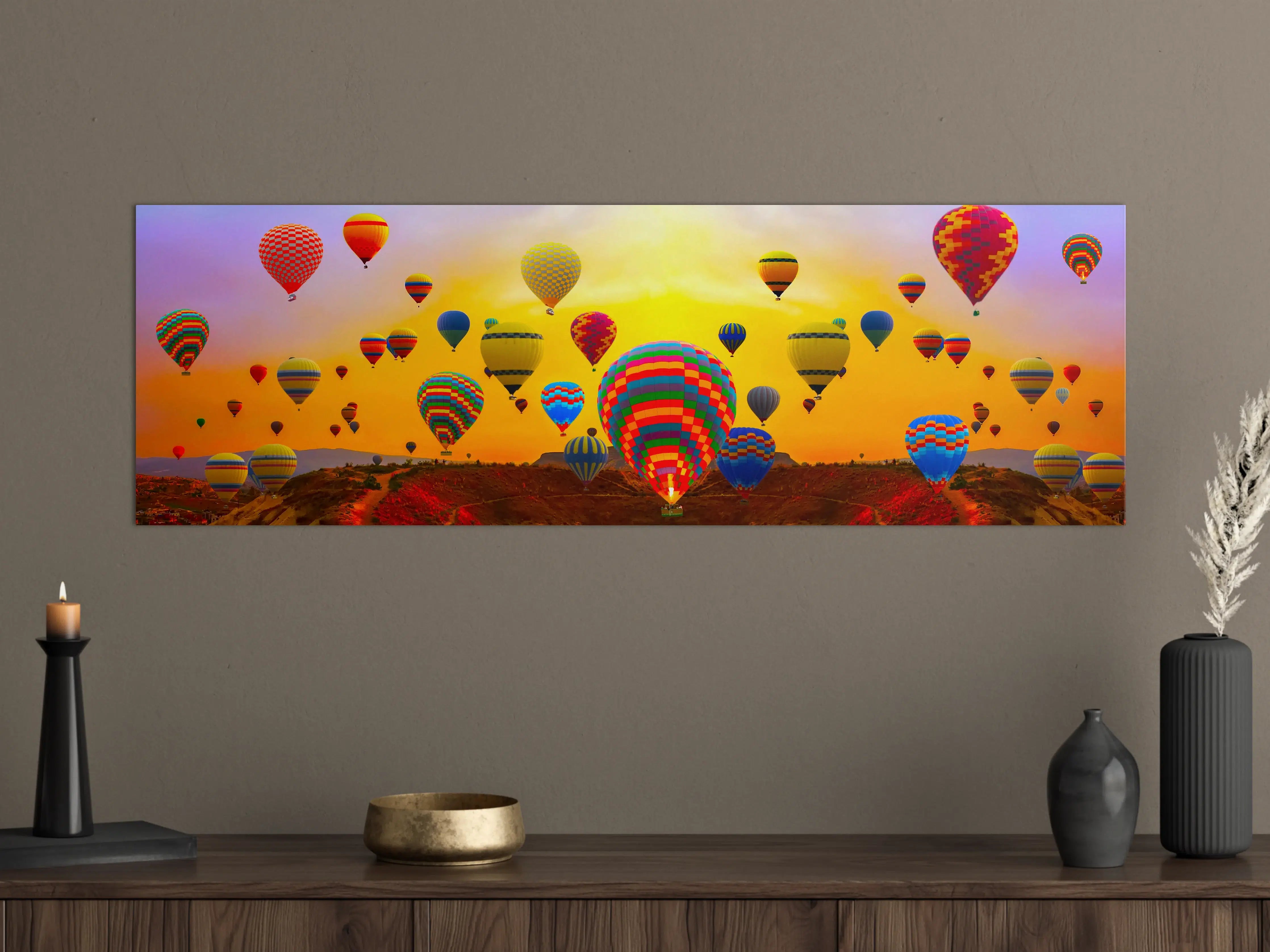 Große Wandbilder - Graue Heißluftballons im Abendlicht