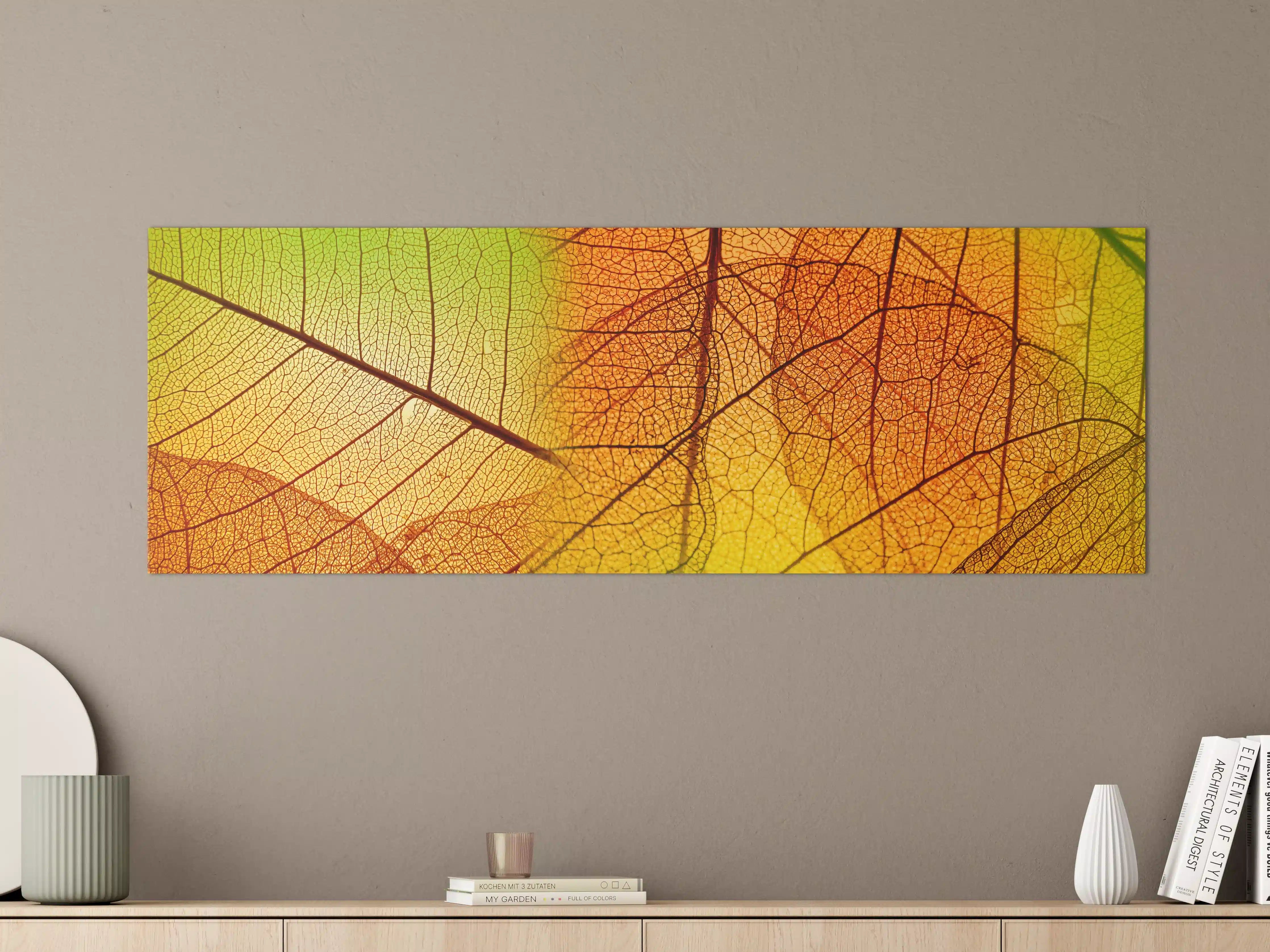 Große Wandbilder - Graue Herbstblätter in sanften Tönen
