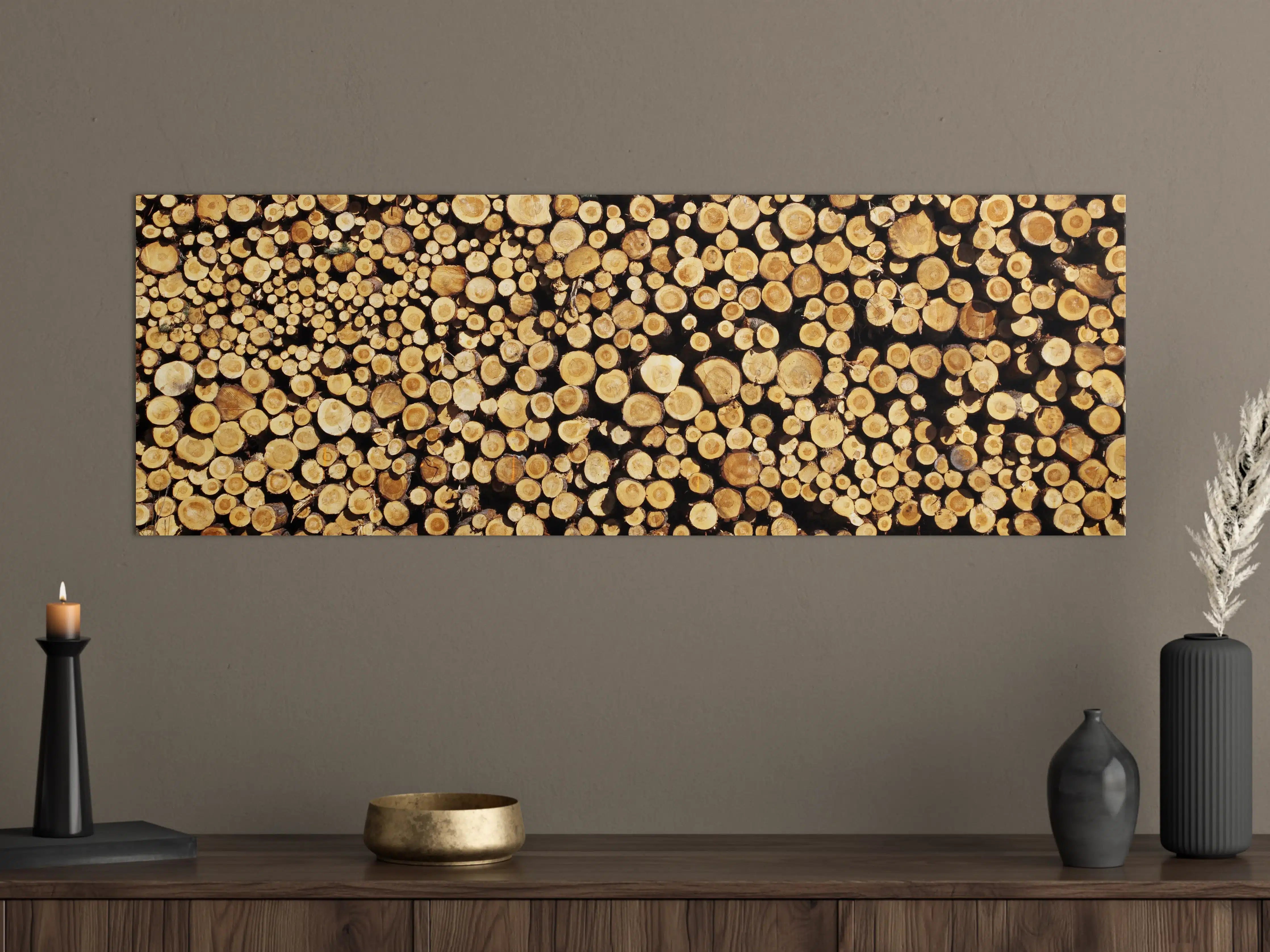 Große Wandbilder - Graue Holzstämme im weißen Arrangement