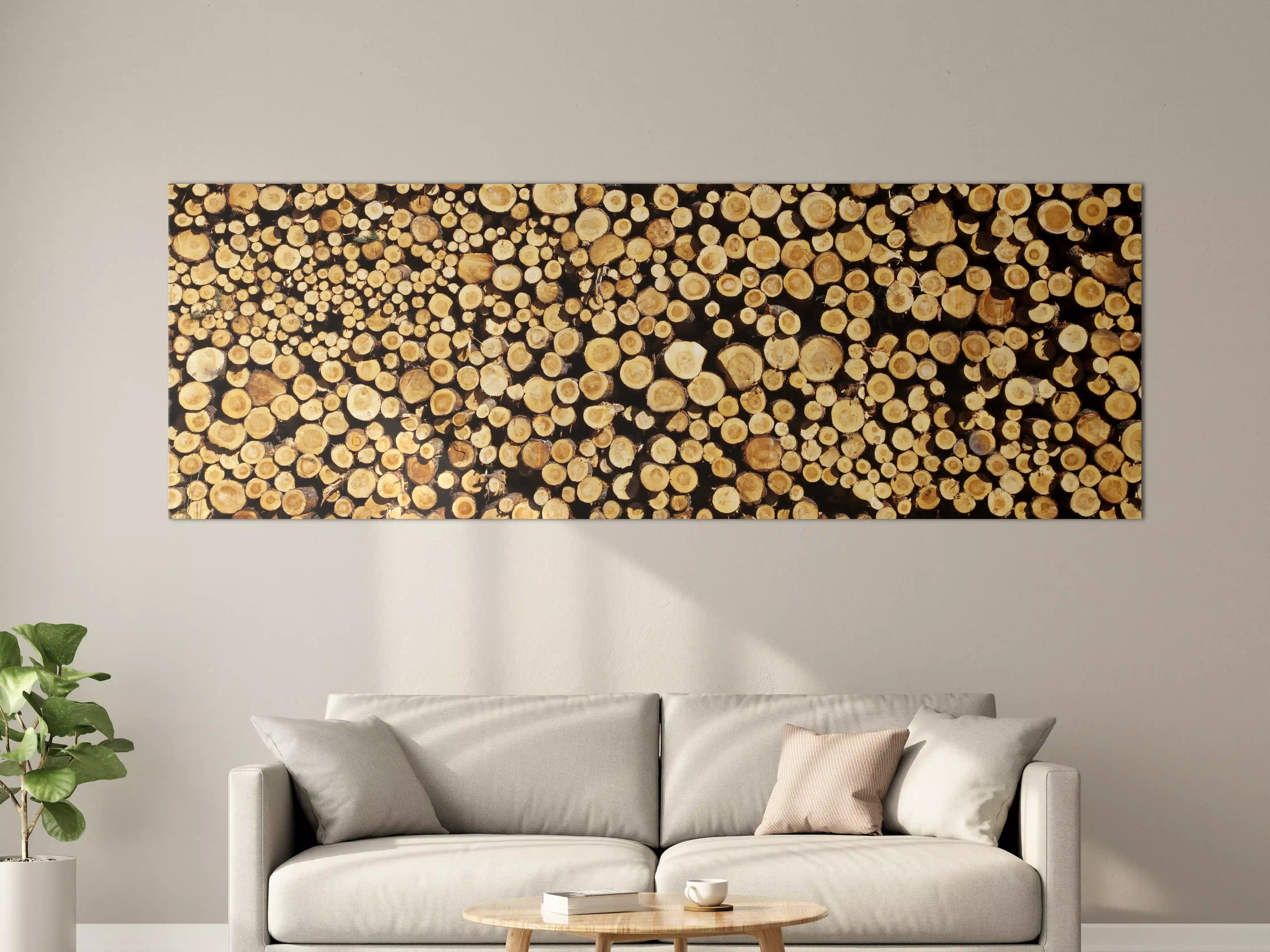 Große Wandbilder - Graue Holzstämme im weißen Arrangement