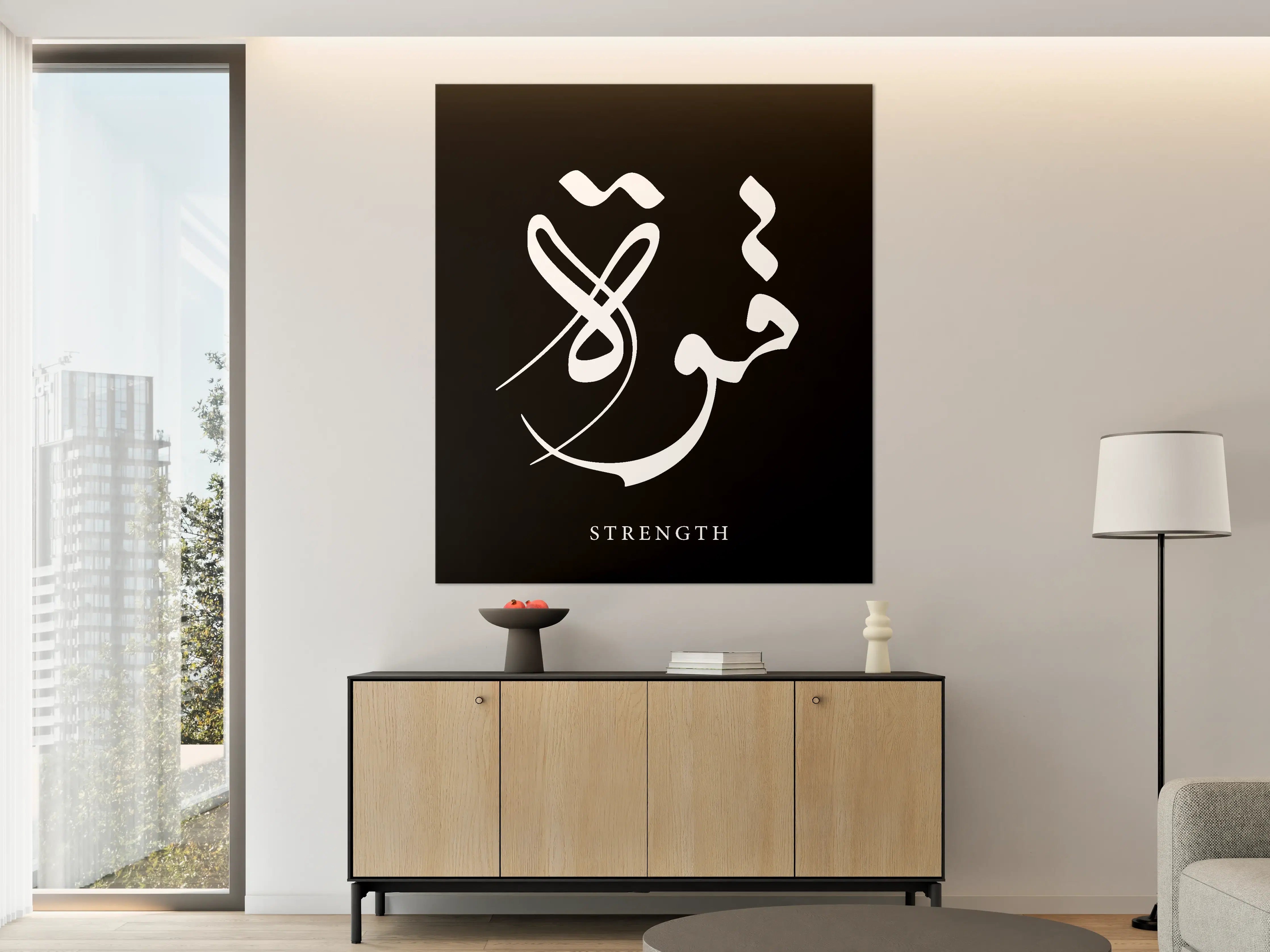 Große Wandbilder - Graue Kalligrafie im Weiß